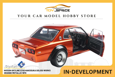 [SOLIDO] 1:18 Nissan Skyline (C10) Hakosuka Solido Works Orange Metallic 1970 - Toy Space Diecast Online Store Singapore