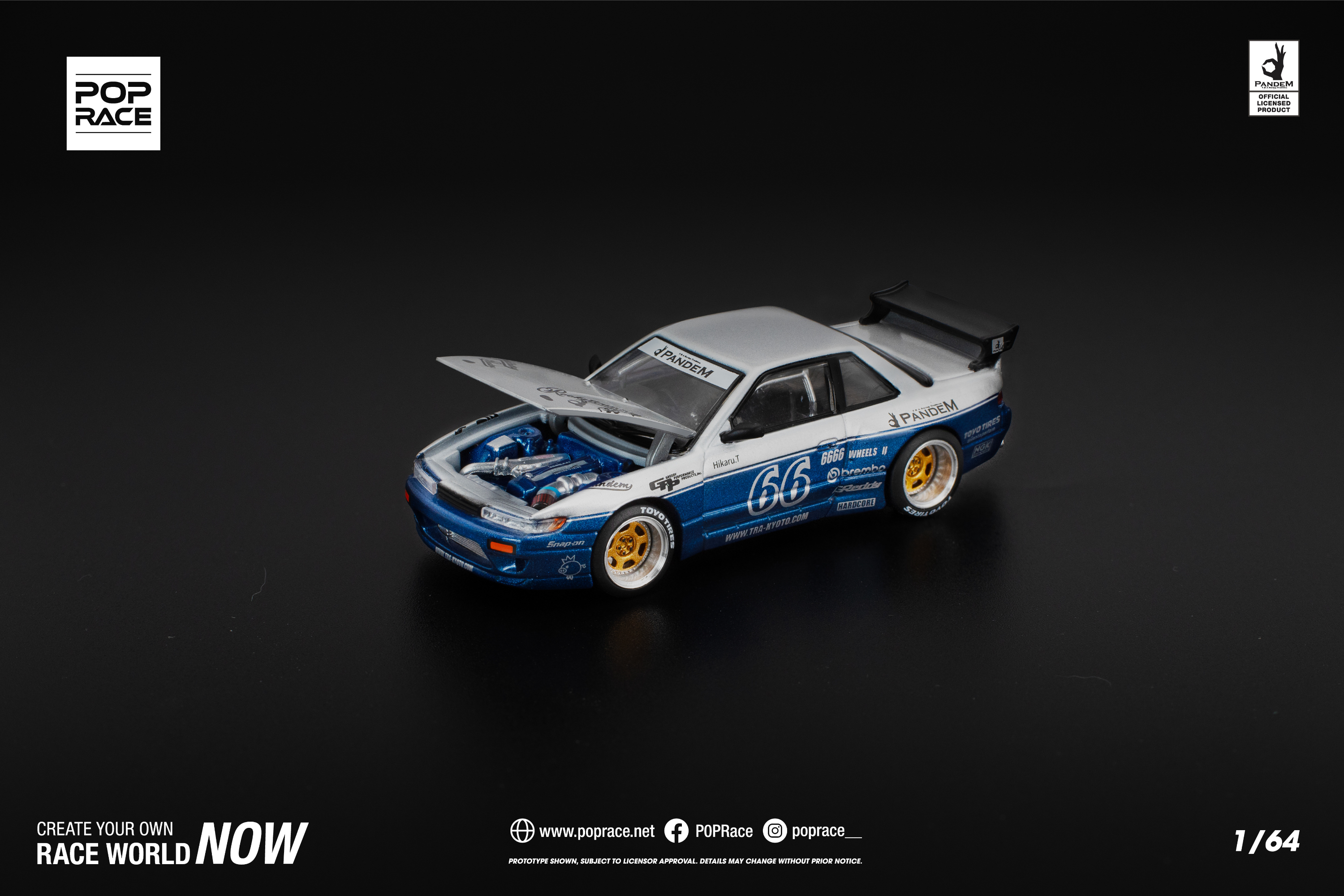 [POP RACE] 1:64 Pandem Silvia S13 Moontech Blue