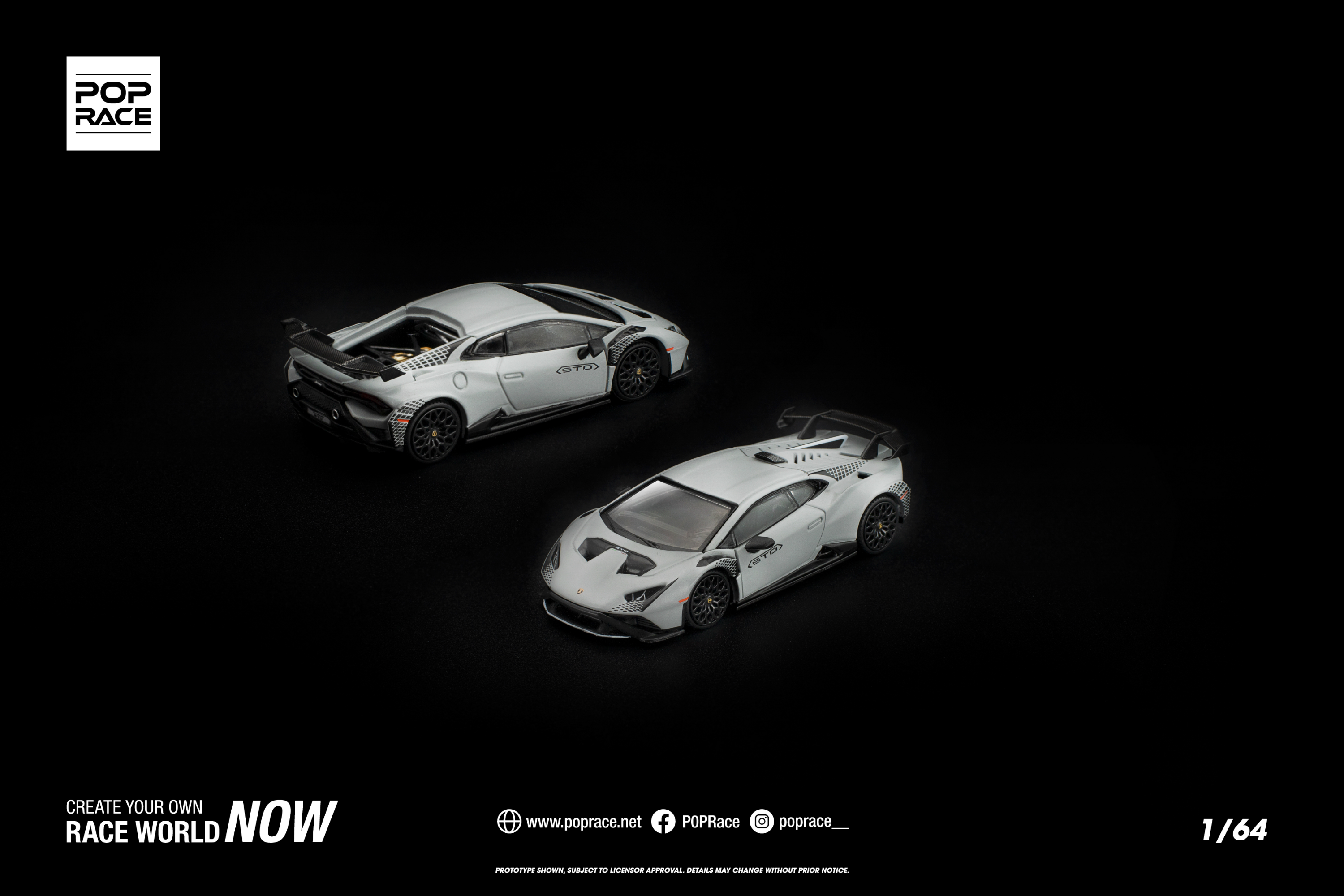 [POP RACE] 1:64 Lamborghini Huracan STO Grigio Acheso Matte