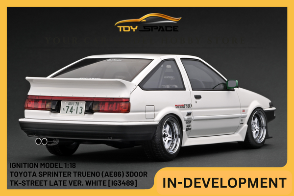 [IGNITION MODEL] 1:18 Toyota Sprinter Trueno (AE86) 3Door TK-Street Late Ver. White (Work Meister CR01 Wheels) [IG3489]