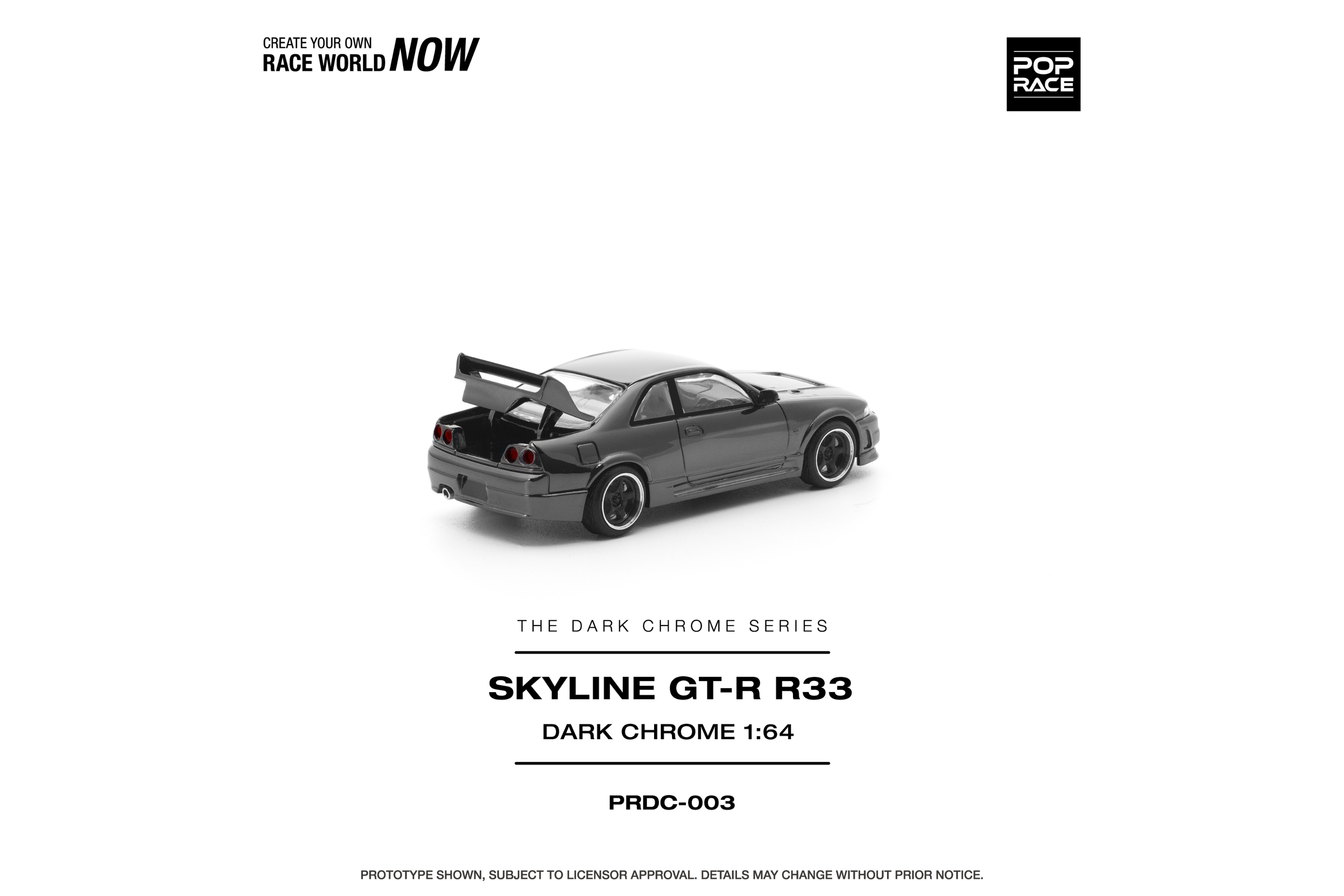[POP RACE] 1:64 R33 GT-R Dark Chrome