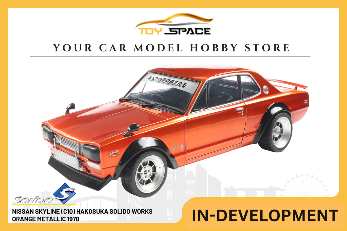 [SOLIDO] 1:18 Nissan Skyline (C10) Hakosuka Solido Works Orange Metallic 1970 - Toy Space Diecast Online Store Singapore