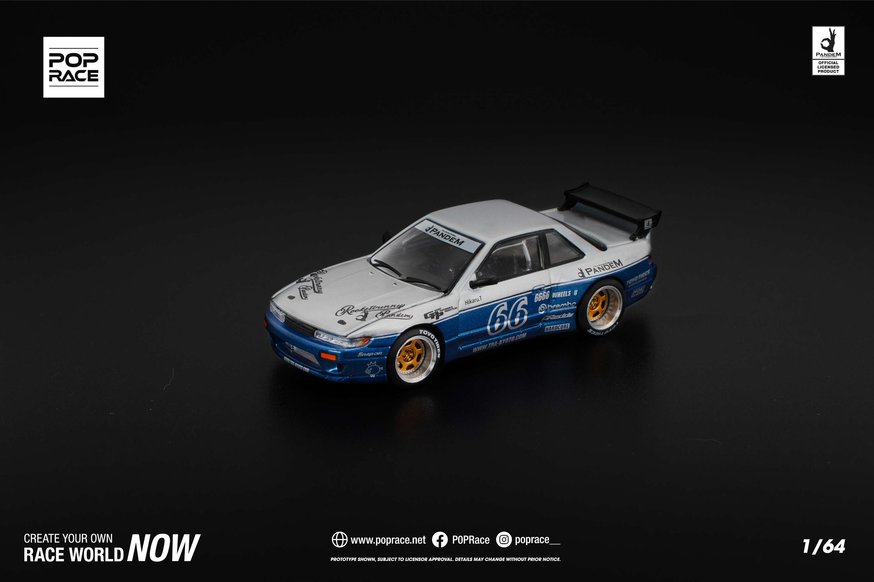[POP RACE] 1:64 Pandem Silvia S13 Moontech Blue