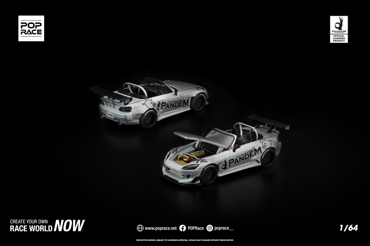 [POP RACE] 1:64 Pandem S2000 Silver - Toy Space Diecast Online Store Singapore