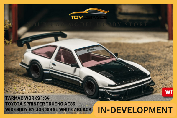 [TARMAC WORKS] 1:64 Toyota Sprinter Trueno AE86 Widebody by Jon Sibal White / Black - GLOBAL64