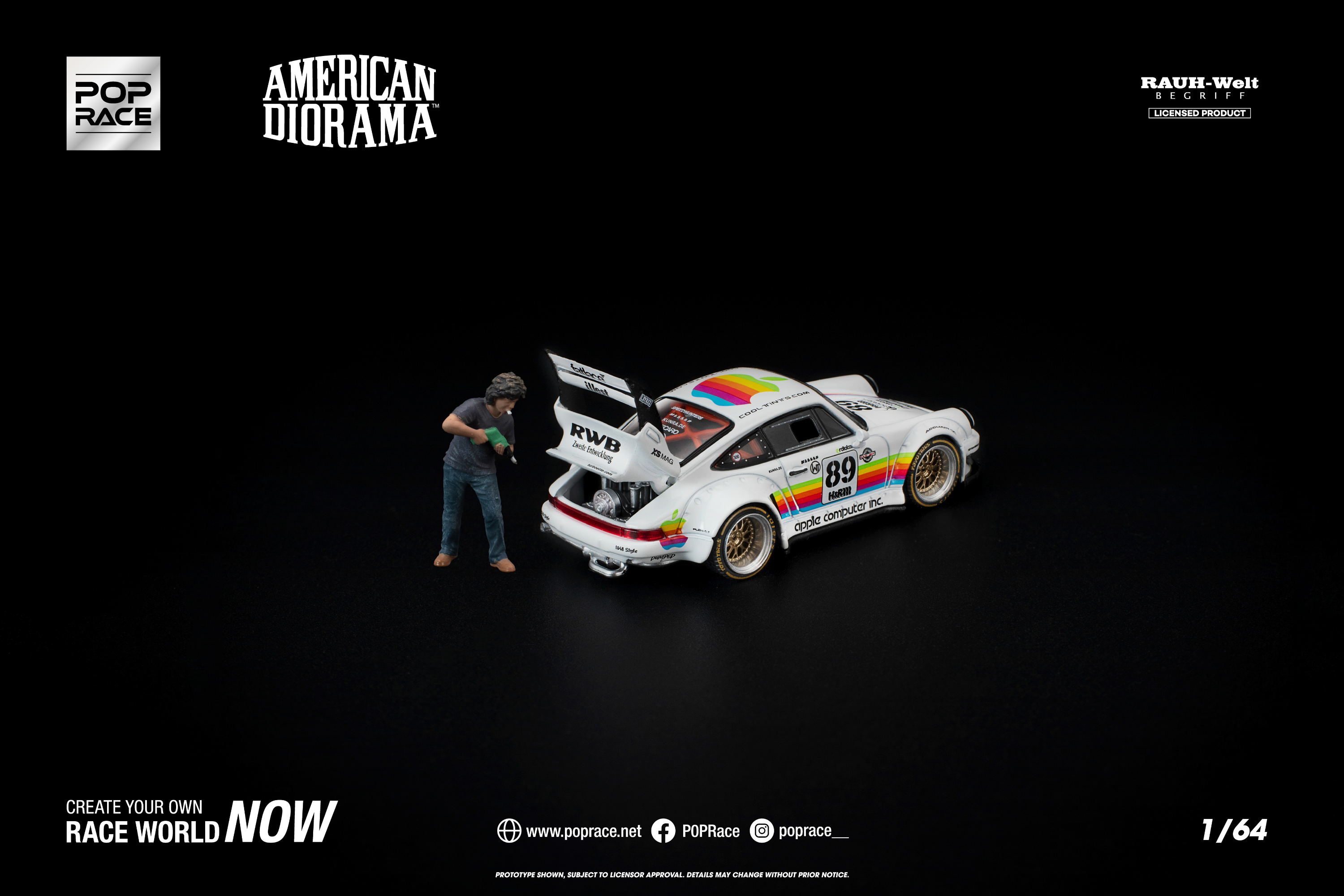[POP RACE] 1:64 RWB 930 Apple With Figure - Toy Space Diecast Online Store Singapore