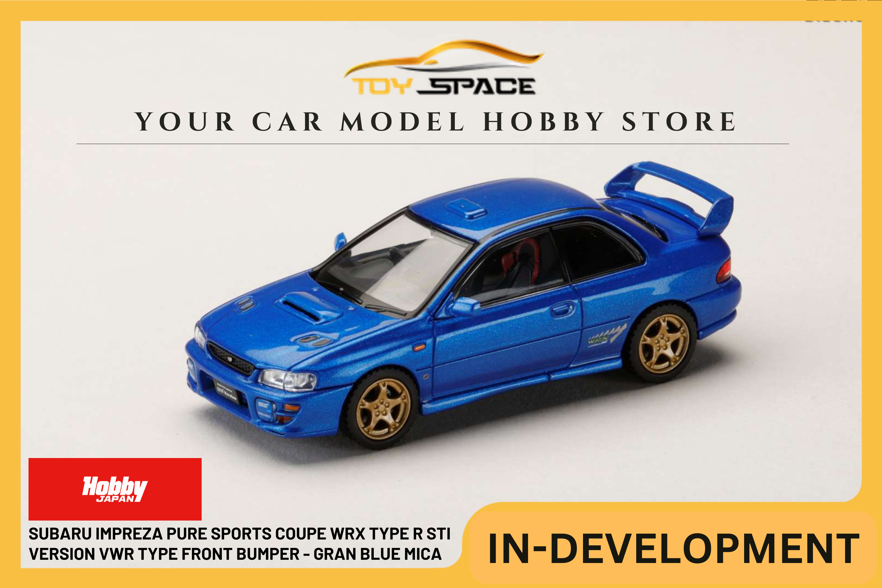 [HOBBY JAPAN] 1:64 Subaru Impreza Pure Sports Coupe WRX Type R STI Version VWR Type Front Bumper - Gran Blue Mica