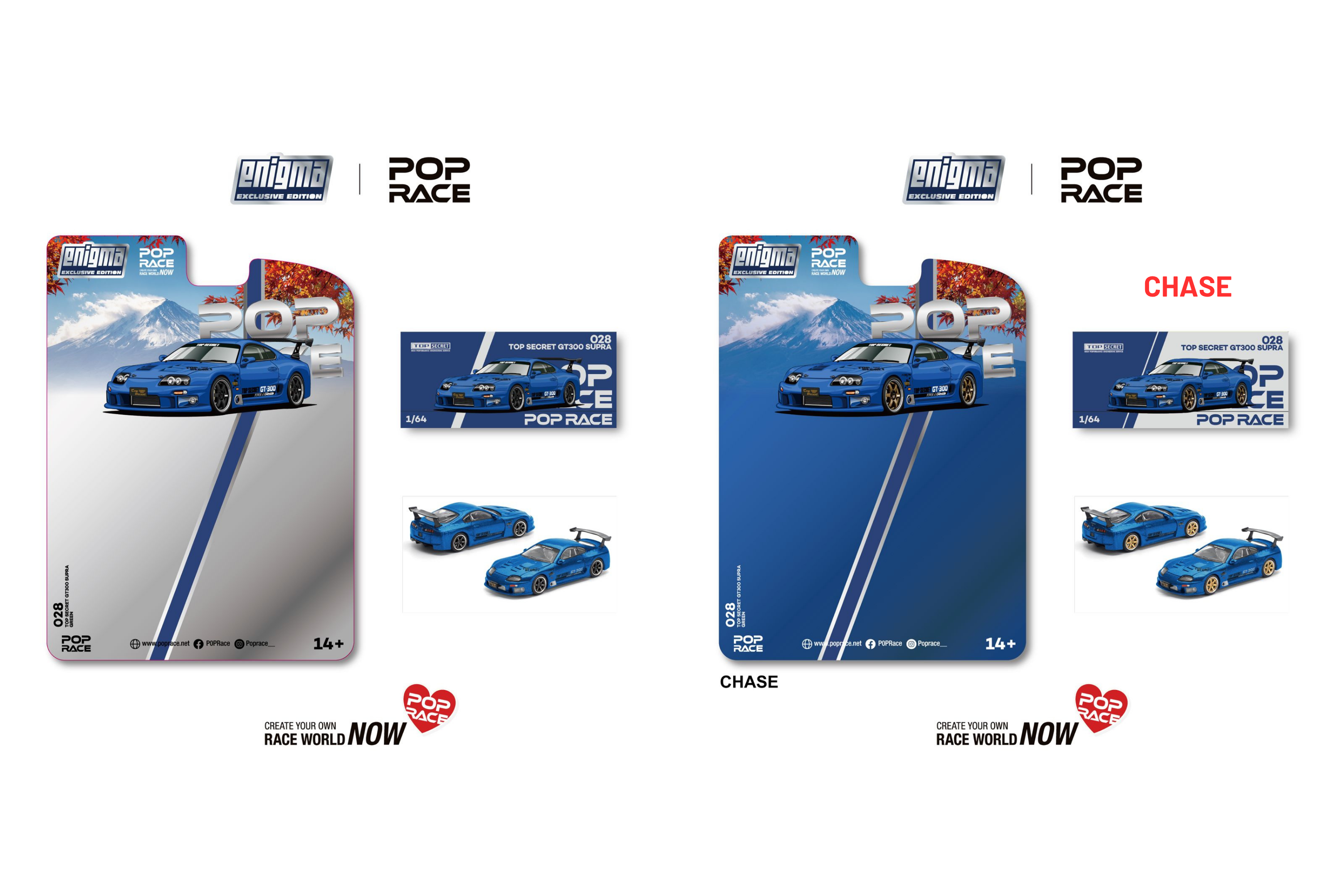 [POP RACE] 1:64 Top Secret Supra GT500 (A80) Blue - Blister Packaging - Toy Space Diecast Online Store Singapore