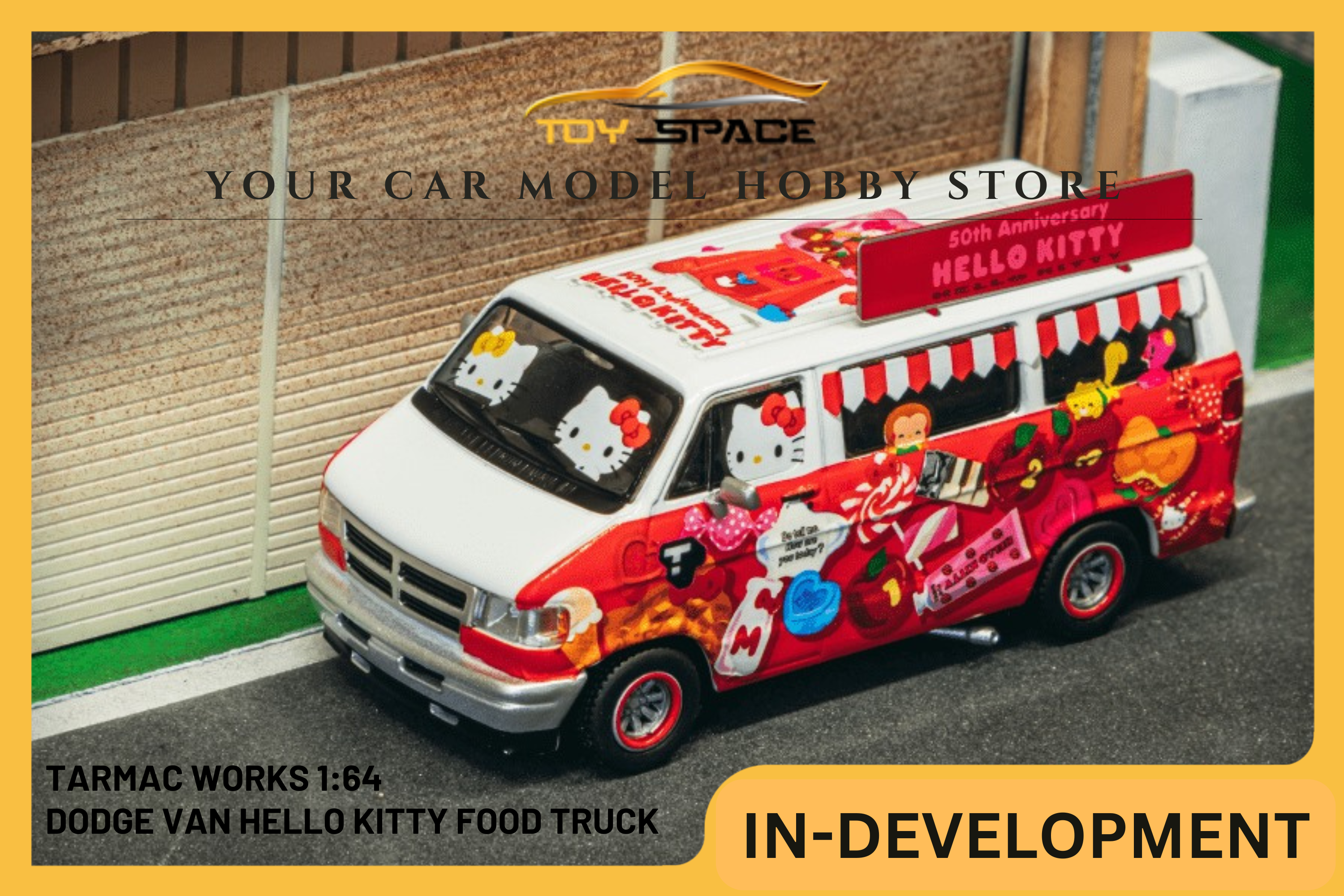 [TARMAC WORKS] 1:64 Dodge Van Hello Kitty Food Truck - GLOBAL64