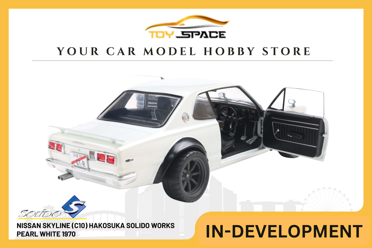 [SOLIDO] 1:18 Nissan Skyline (C10) Hakosuka Solido Works Pearl White 1970 - Toy Space Diecast Online Store Singapore