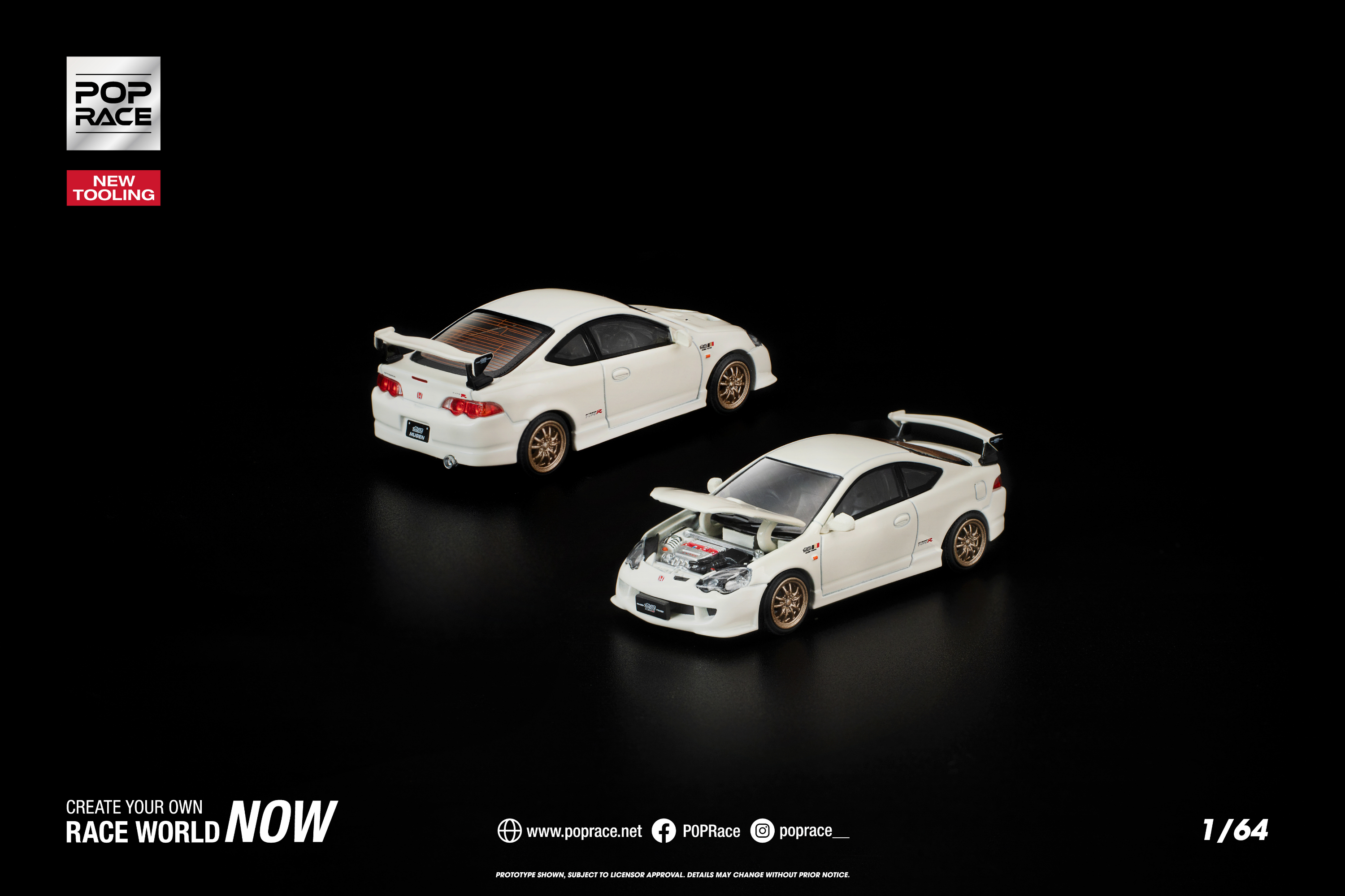 [POP RACE] 1:64 Honda DC5 Mugen White - Toy Space Diecast Online Store Singapore