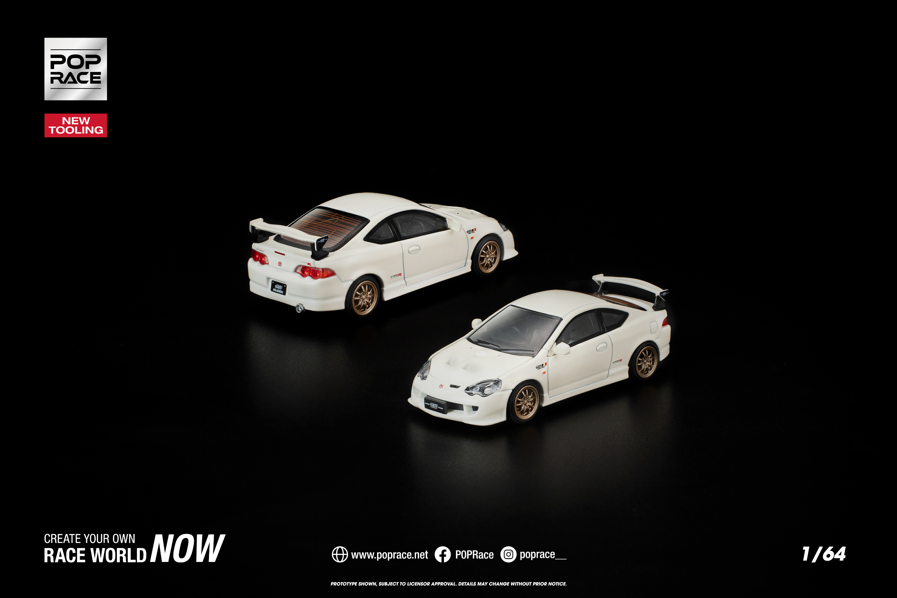 [POP RACE] 1:64 Honda DC5 Mugen White - Toy Space Diecast Online Store Singapore