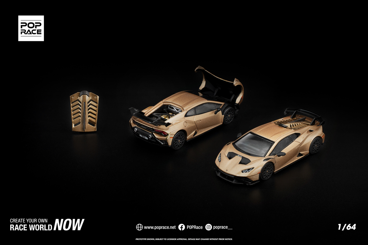 [POP RACE] 1:64 Lamborghini Huracan STO Matte Gold