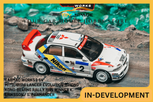 [TARMAC WORKS] 1:64 Mitsubishi Lancer Evolution III Hong Kong-Beijing Rally 1995 Winner K. Eriksson / S. Parmander - GLOBAL64