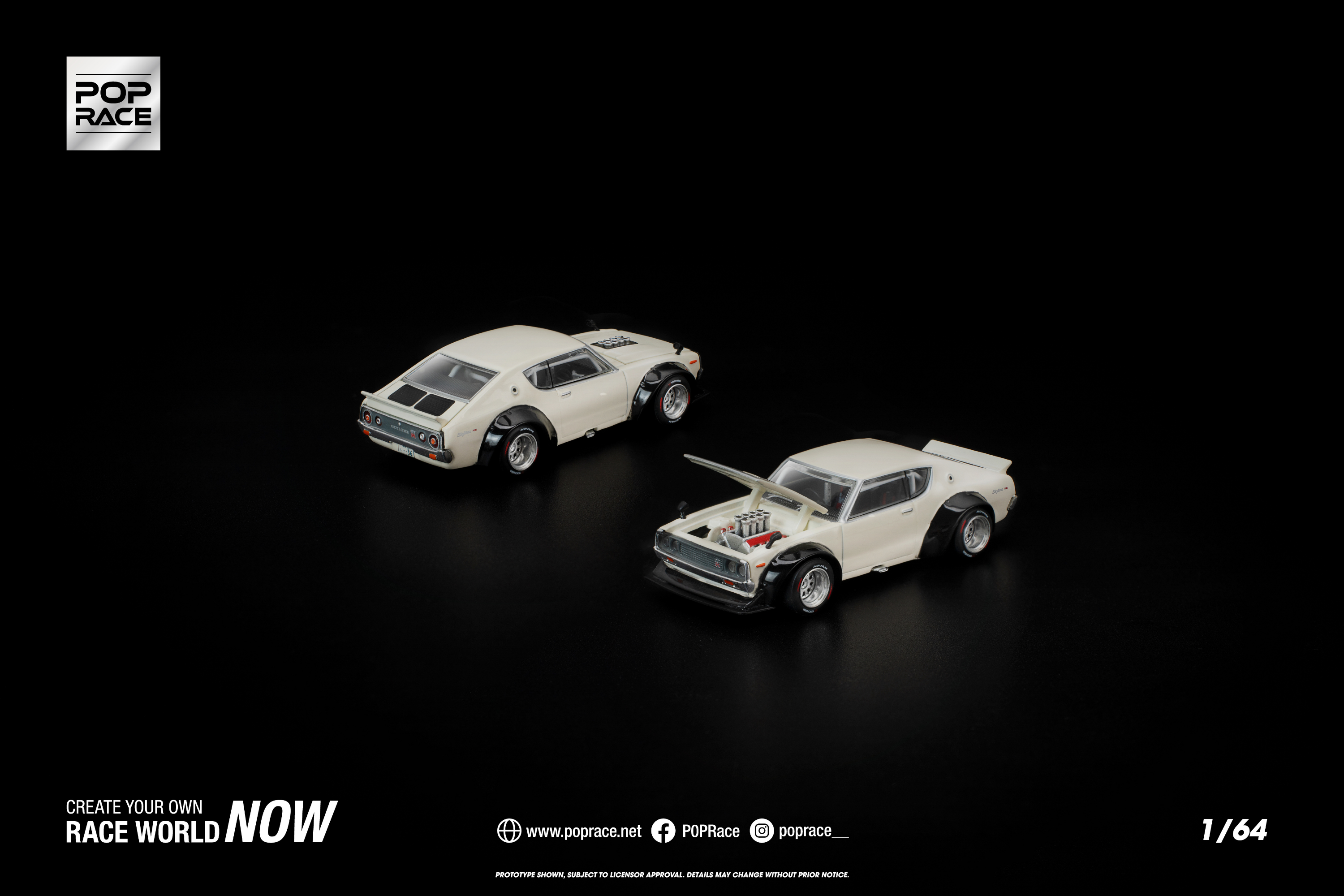 [POP RACE] 1:64 Kpgc110 Kenmeri White - Toy Space Diecast Online Store Singapore