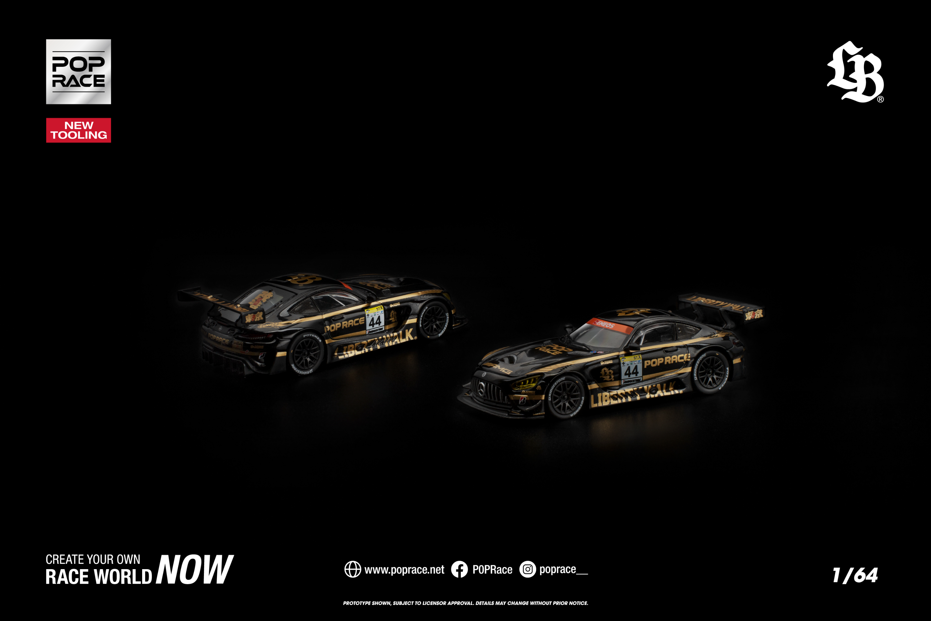 [POP RACE] 1:64 Pop Race LBWK AMG GT3 Evo Black