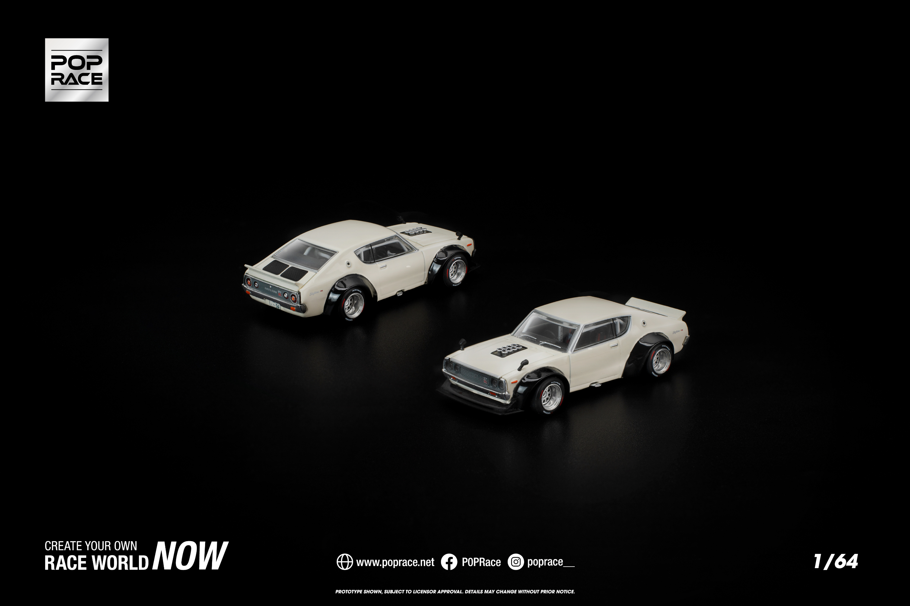 [POP RACE] 1:64 Kpgc110 Kenmeri White - Toy Space Diecast Online Store Singapore