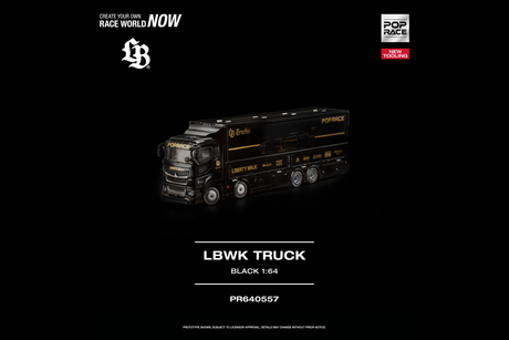 [POP RACE] 1:64 LBWK Truck Black - Toy Space Diecast Online Store Singapore