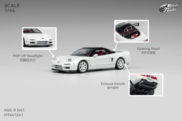 [MICRO TURBO] 1:64 Custom NSX-R Metallic White