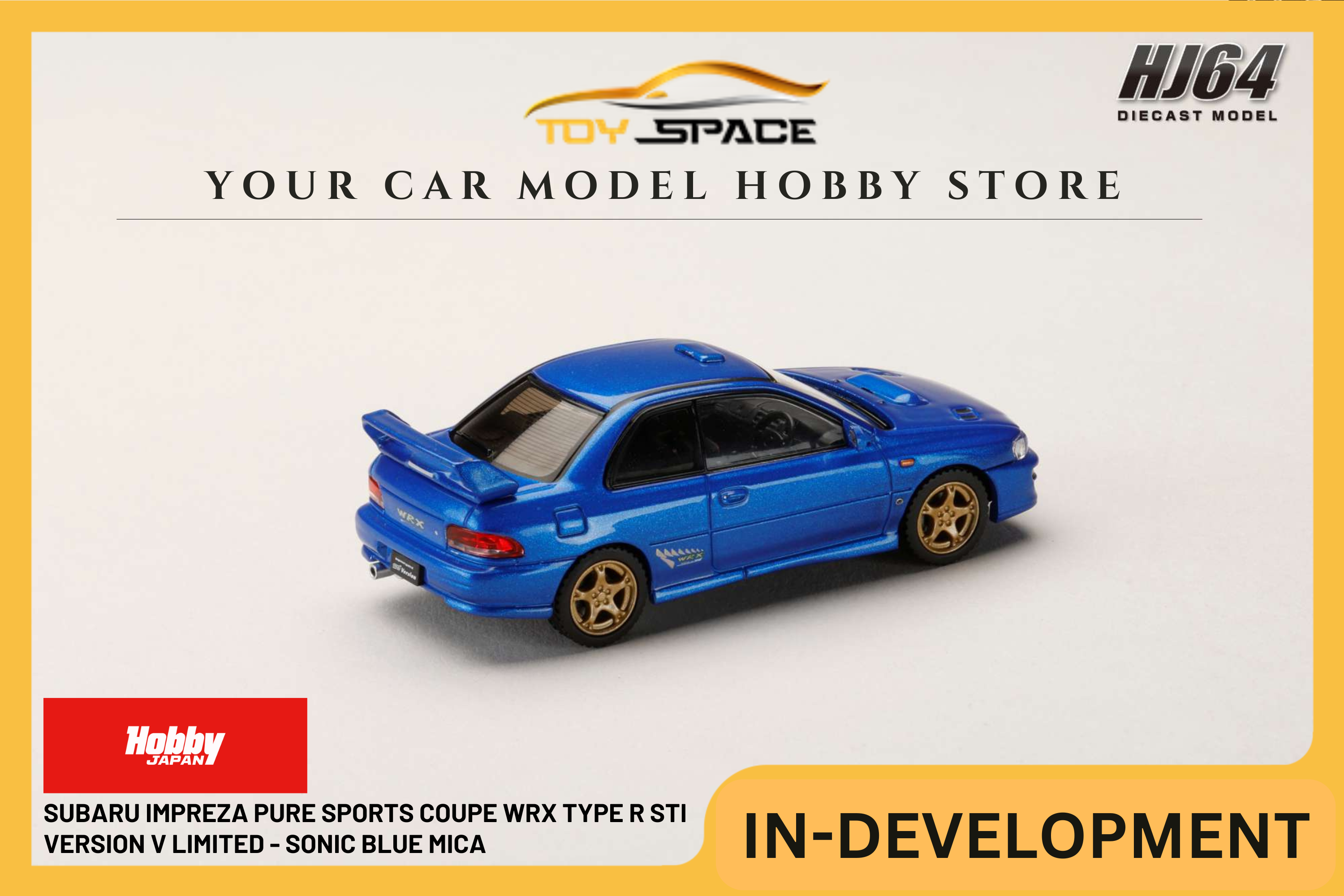 [HOBBY JAPAN] 1:64 Subaru Impreza Pure Sports Coupe WRX Type R STI Version V Limited - Sonic Blue Mica