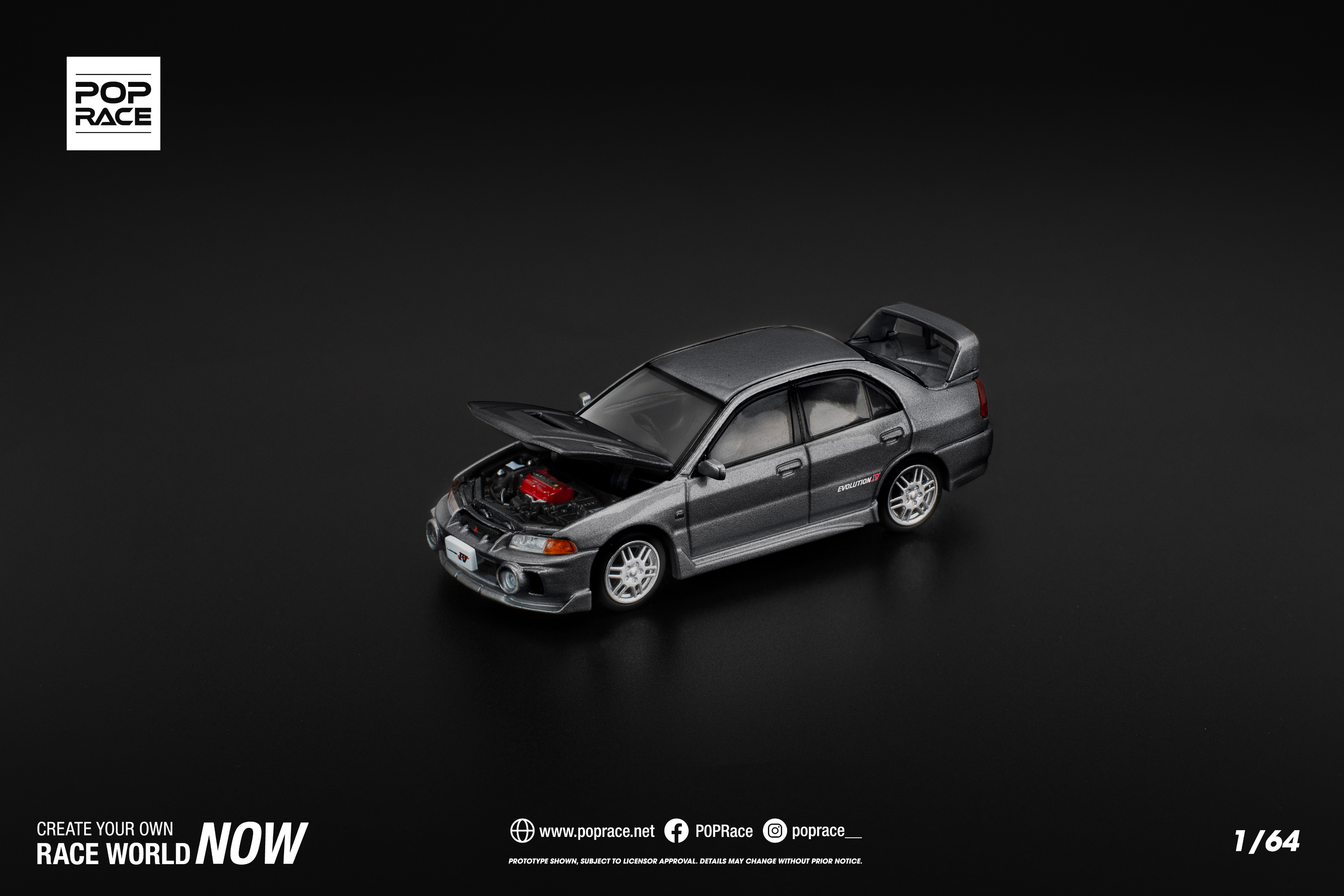 [POP RACE] 1:64 Mitsubishi Lancer Evolution IV Dark Grey