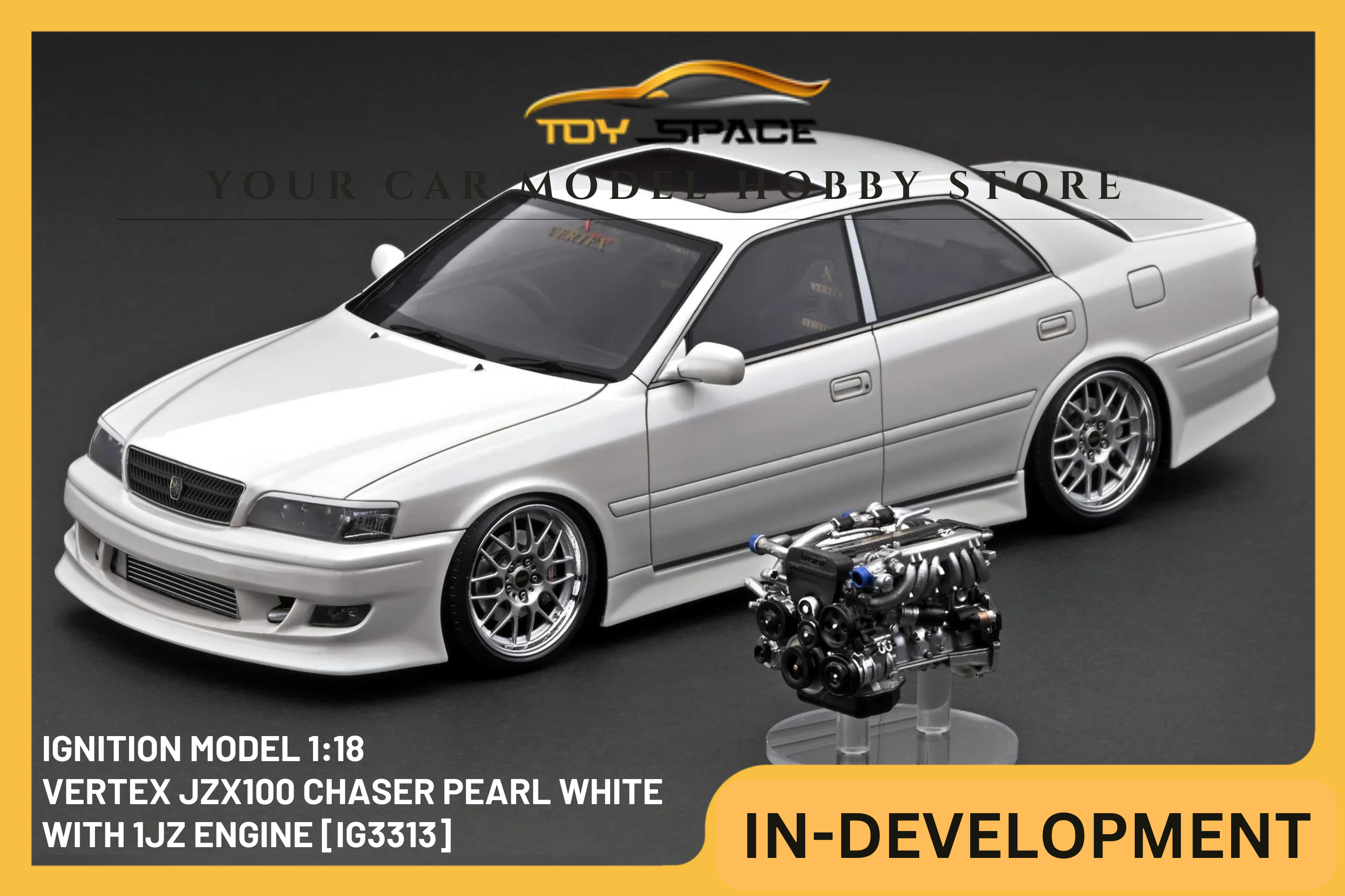 [IGNITION MODEL] 1:18 VERTEX JZX100 Chaser Pearl White With 1JZ Engine [IG3313]