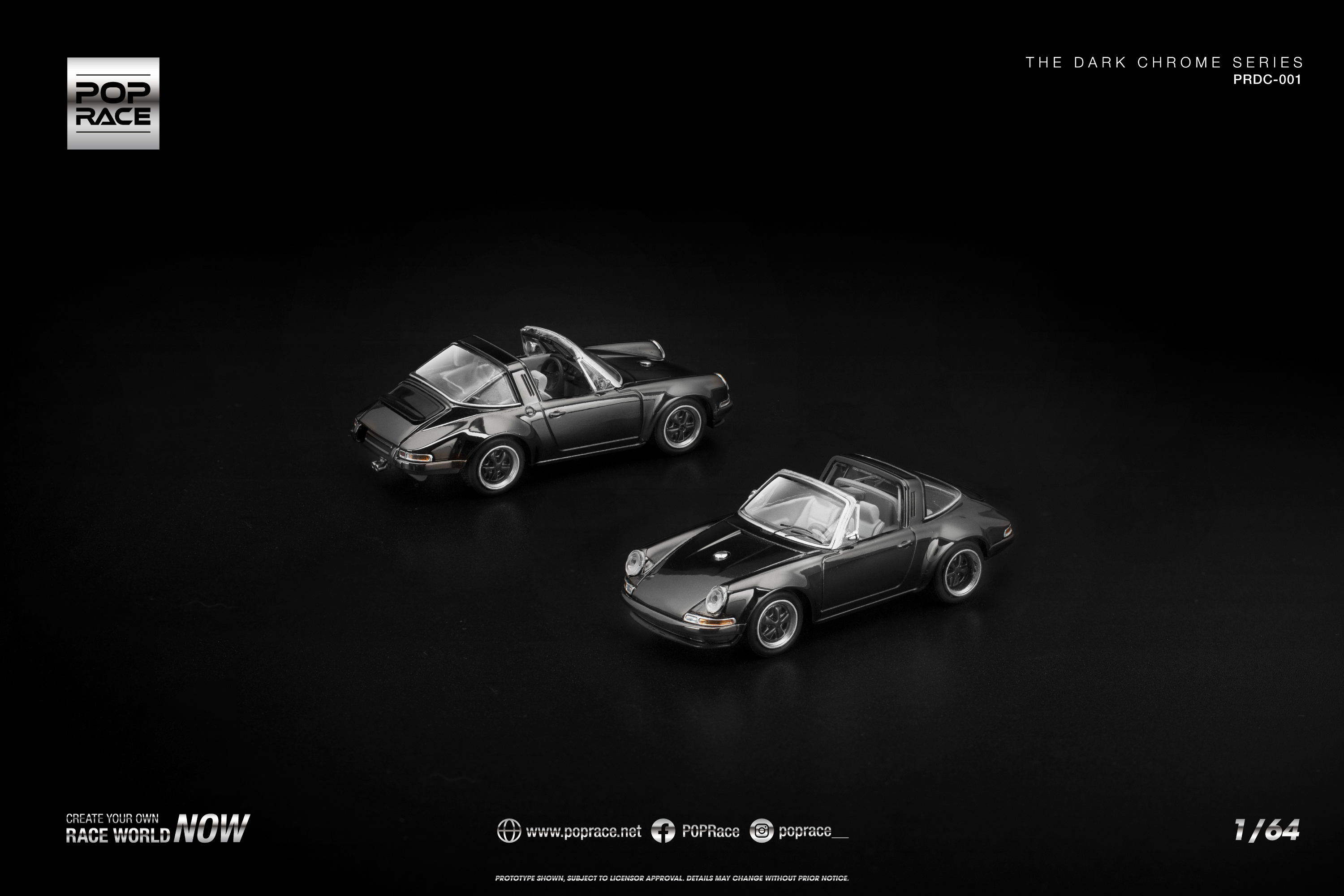[POP RACE] 1:64 Singer Targa Dark Chrome