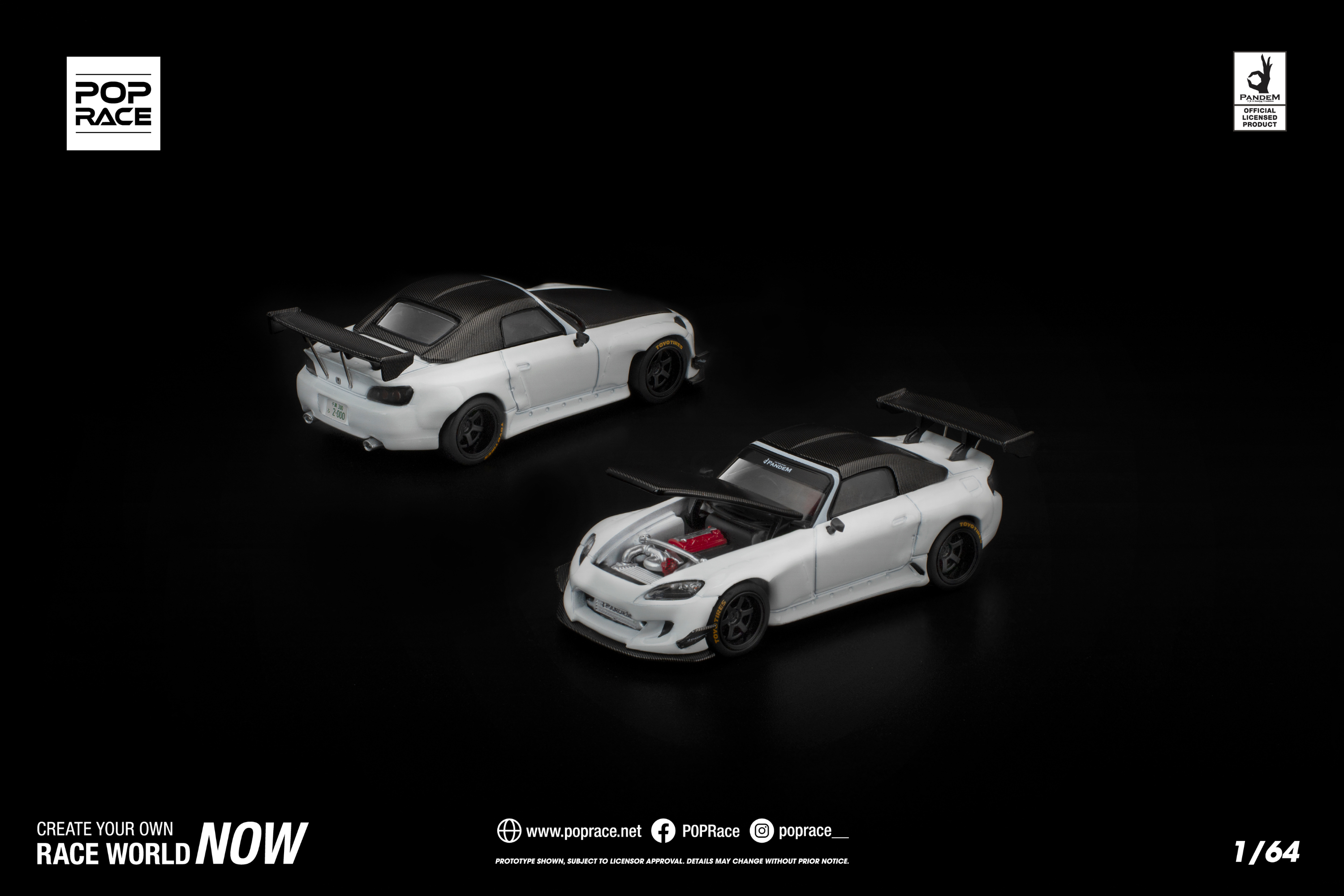 [POP RACE] 1:64 Pandem S2000 Softtop White