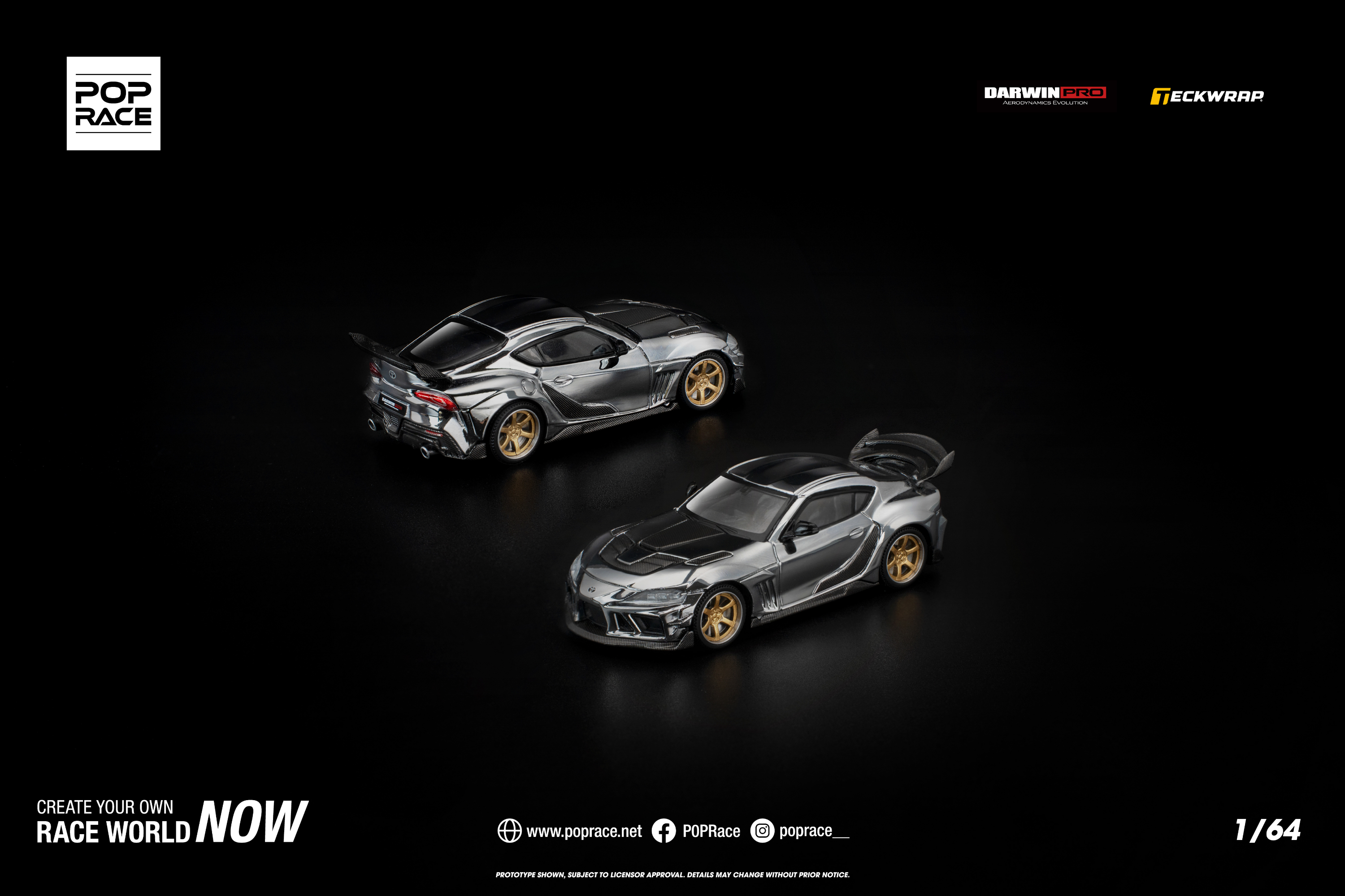 [POP RACE] 1:64 Darwin Pro 66G WBK Supra A90 Silver Chrome