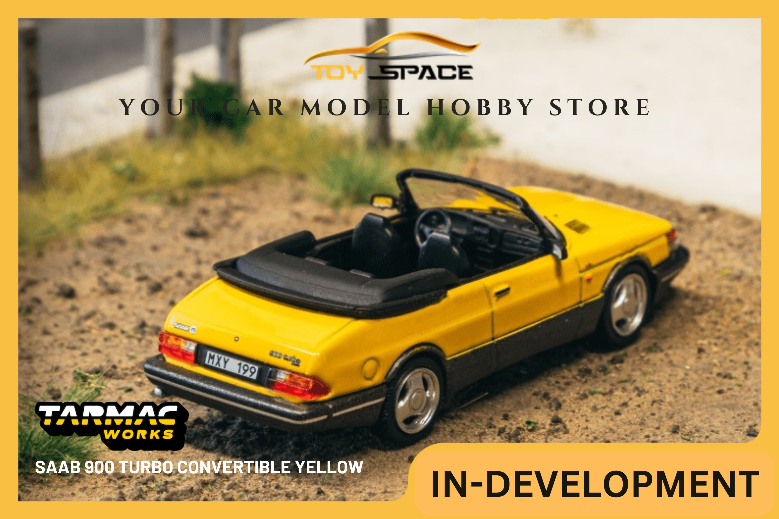 [TARMAC WORKS] 1:64 Saab 900 Turbo Convertible Yellow - GLOBAL64