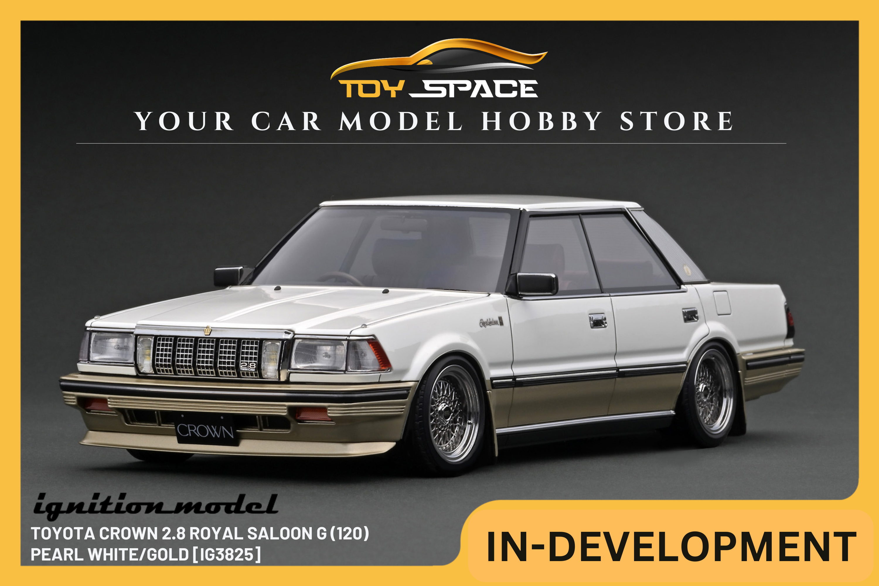 [IGNITION MODEL] 1:18 Toyota Crown 2.8 Royal Saloon G (120) Pearl White/Gold [IG3825]