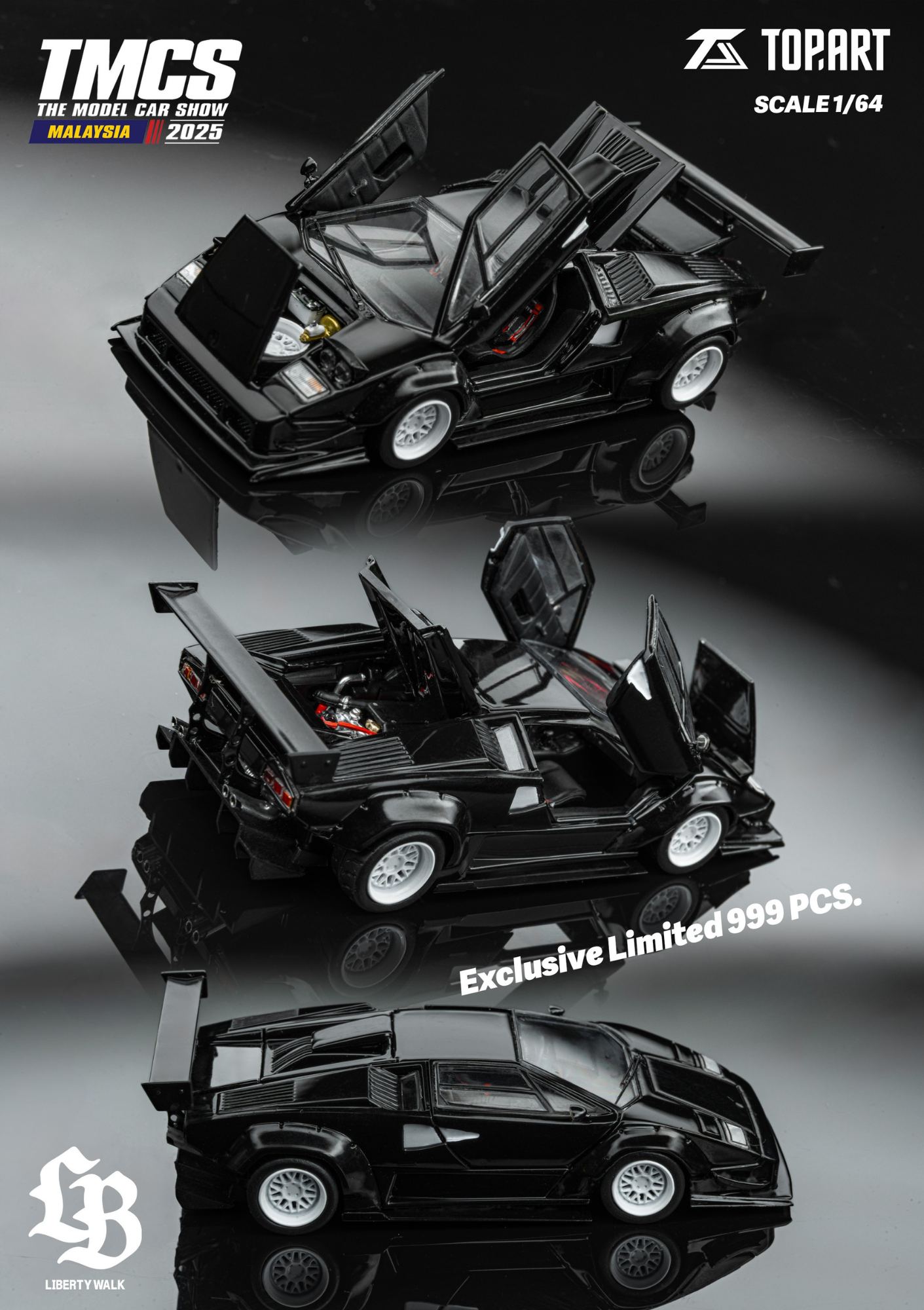 [TOPART] 1:64  LBWK Countach Pearl Black [TMCS Malaysia Limited Edition]