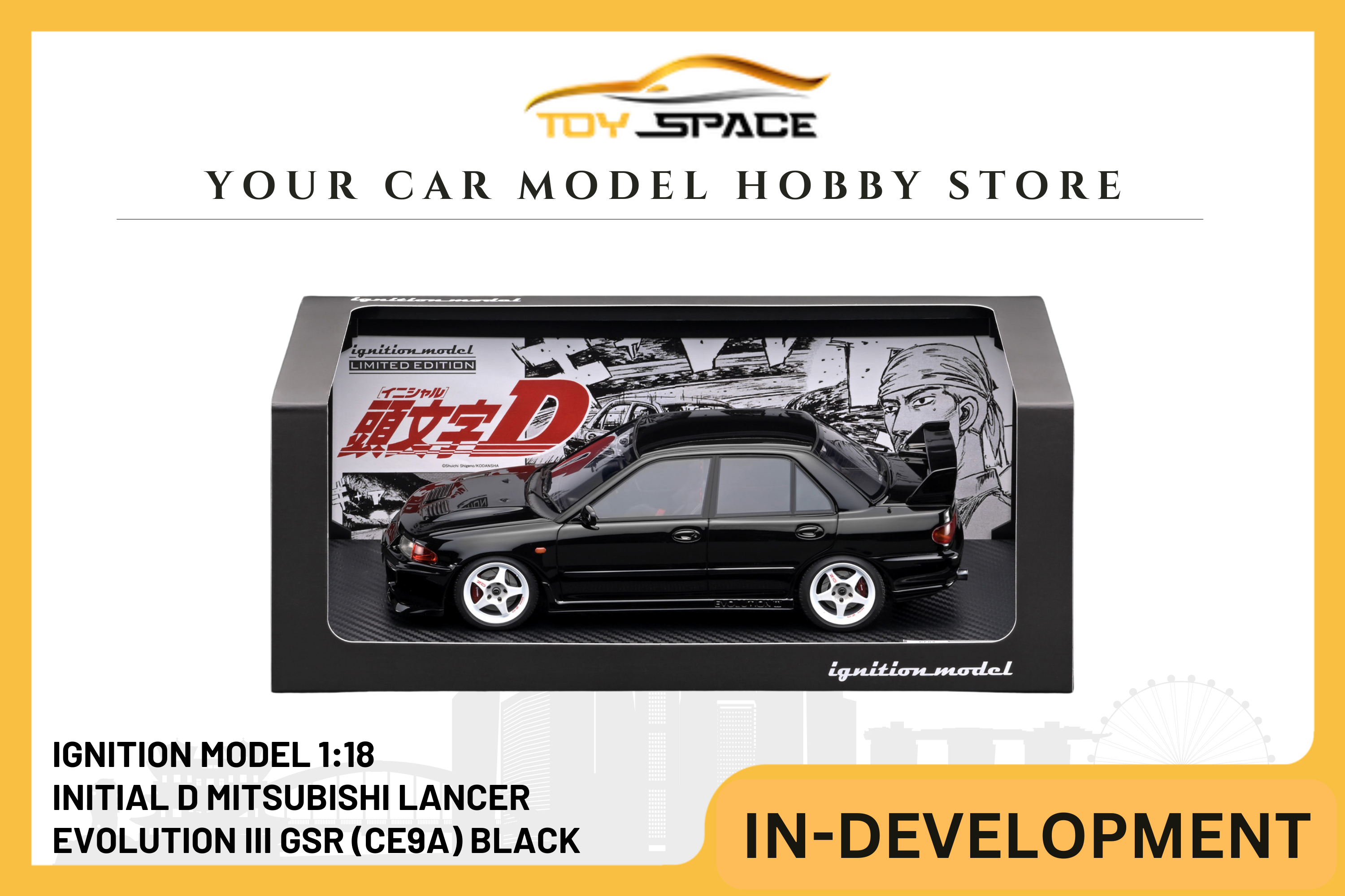 [IGNITION MODEL] 1:18 INITIAL D Mitsubishi Lancer Evolution III GSR (CE9A) Black [IG3543]