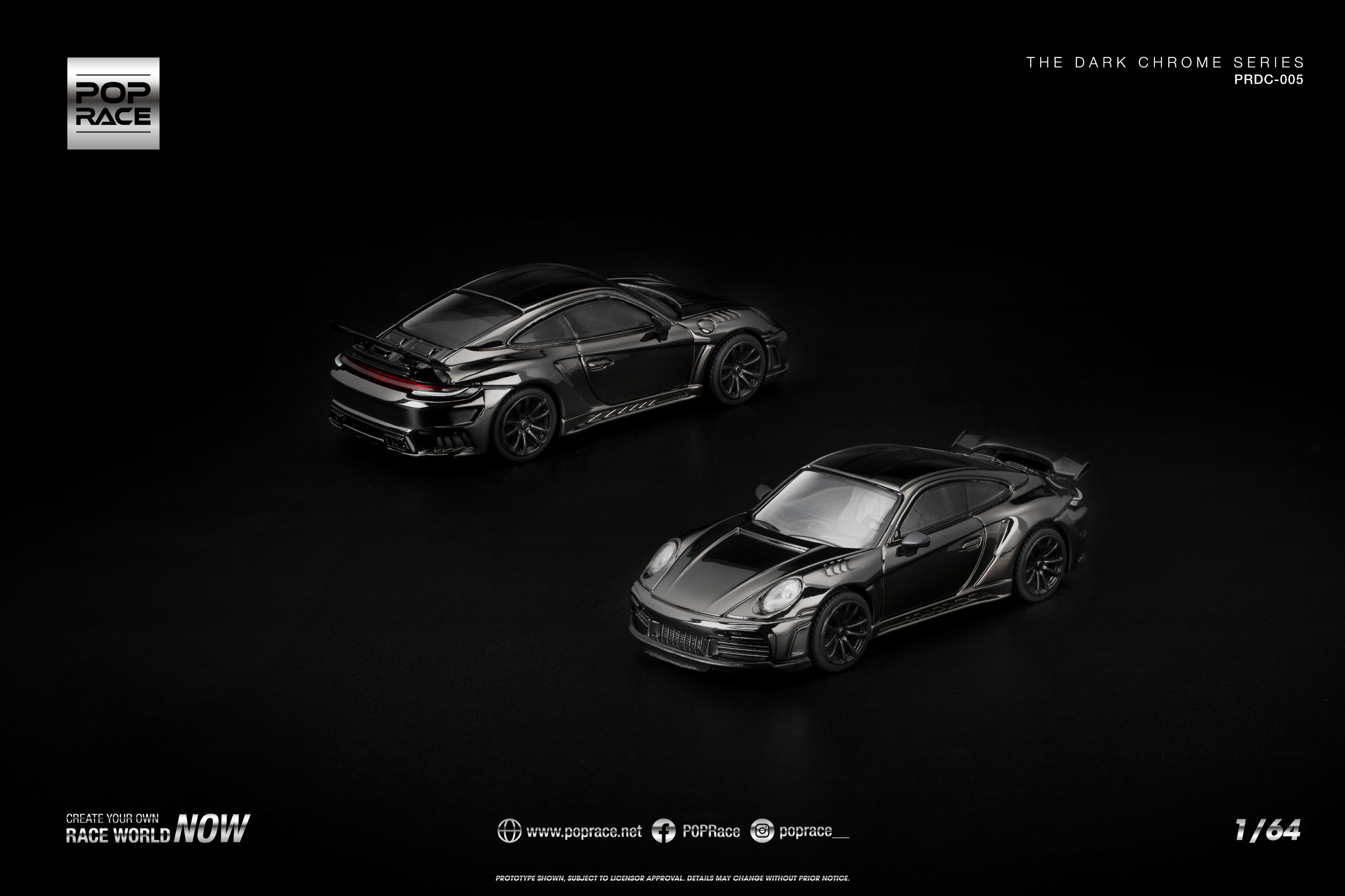 [POP RACE] 1:64 992 Stinger GTR Dark Chrome - Toy Space Diecast Online Store Singapore