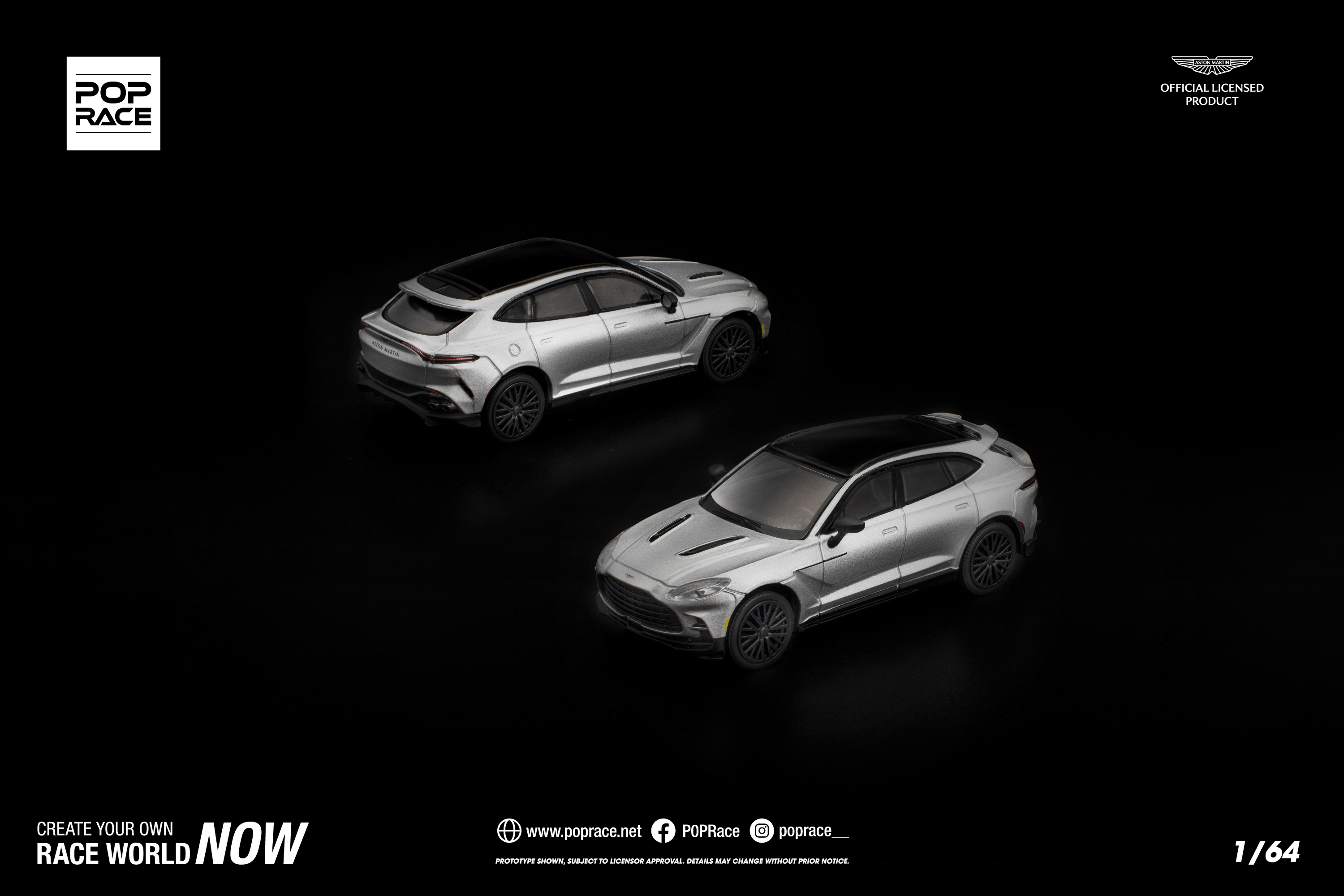 [POP RACE] 1:64 Aston Martin DBX 707 Silver
