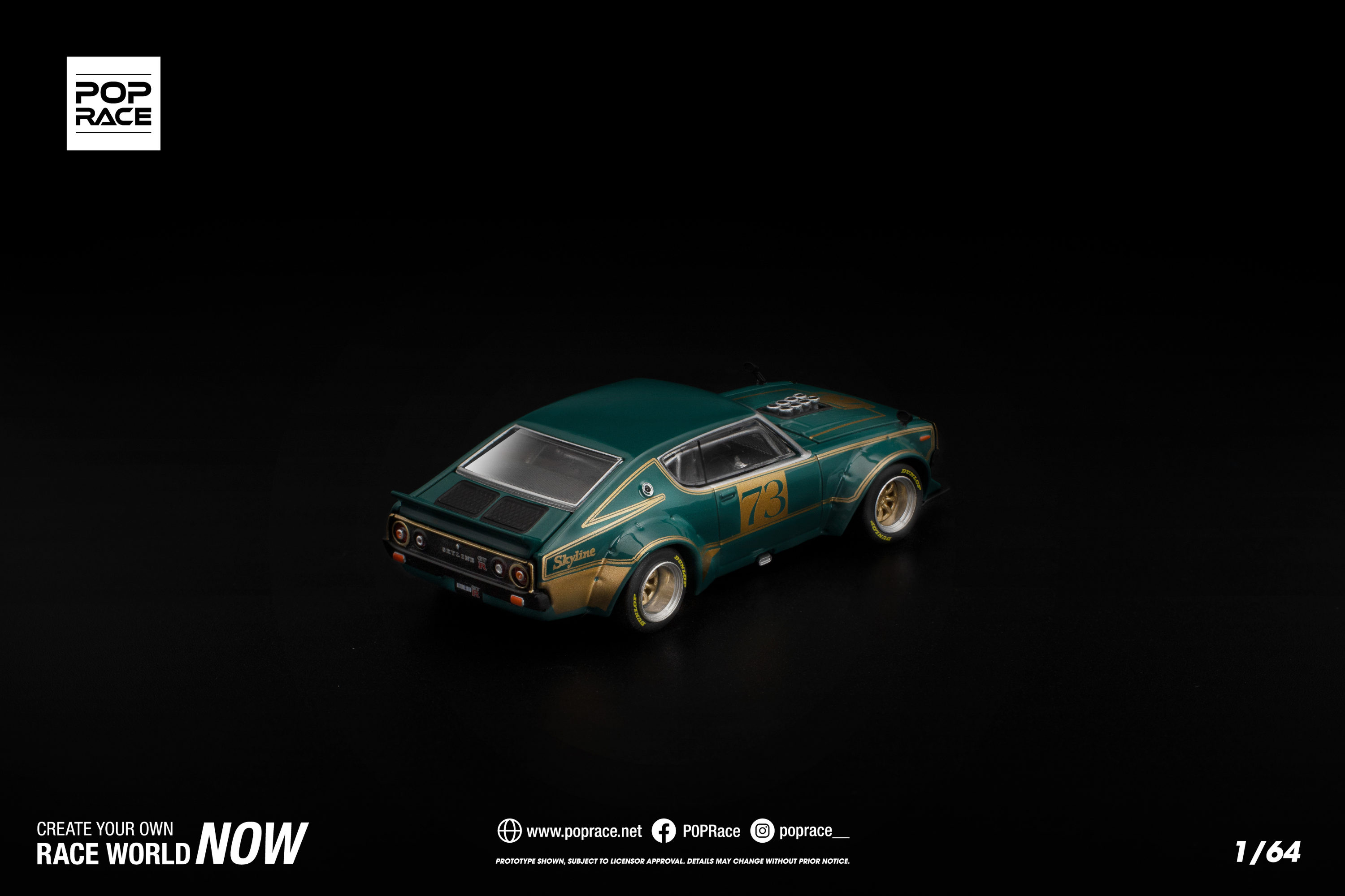 [POP RACE] 1:64 KPGC110 Kenmeri Racing #73 Green/Gold