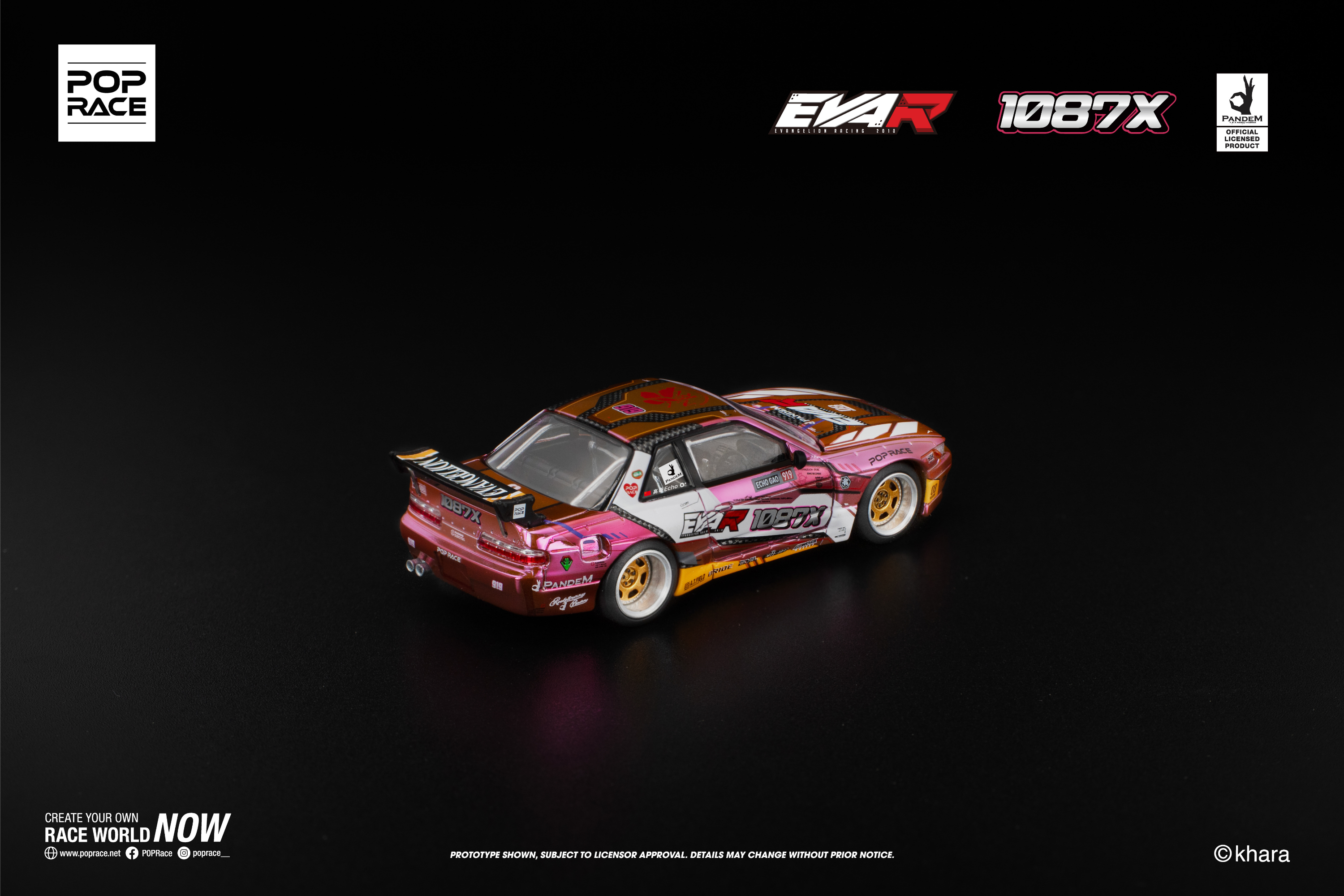 [POP RACE] 1:64 Pandem S13 Eva RT Production Model Custom Type-08 Eva Racing X 1087X