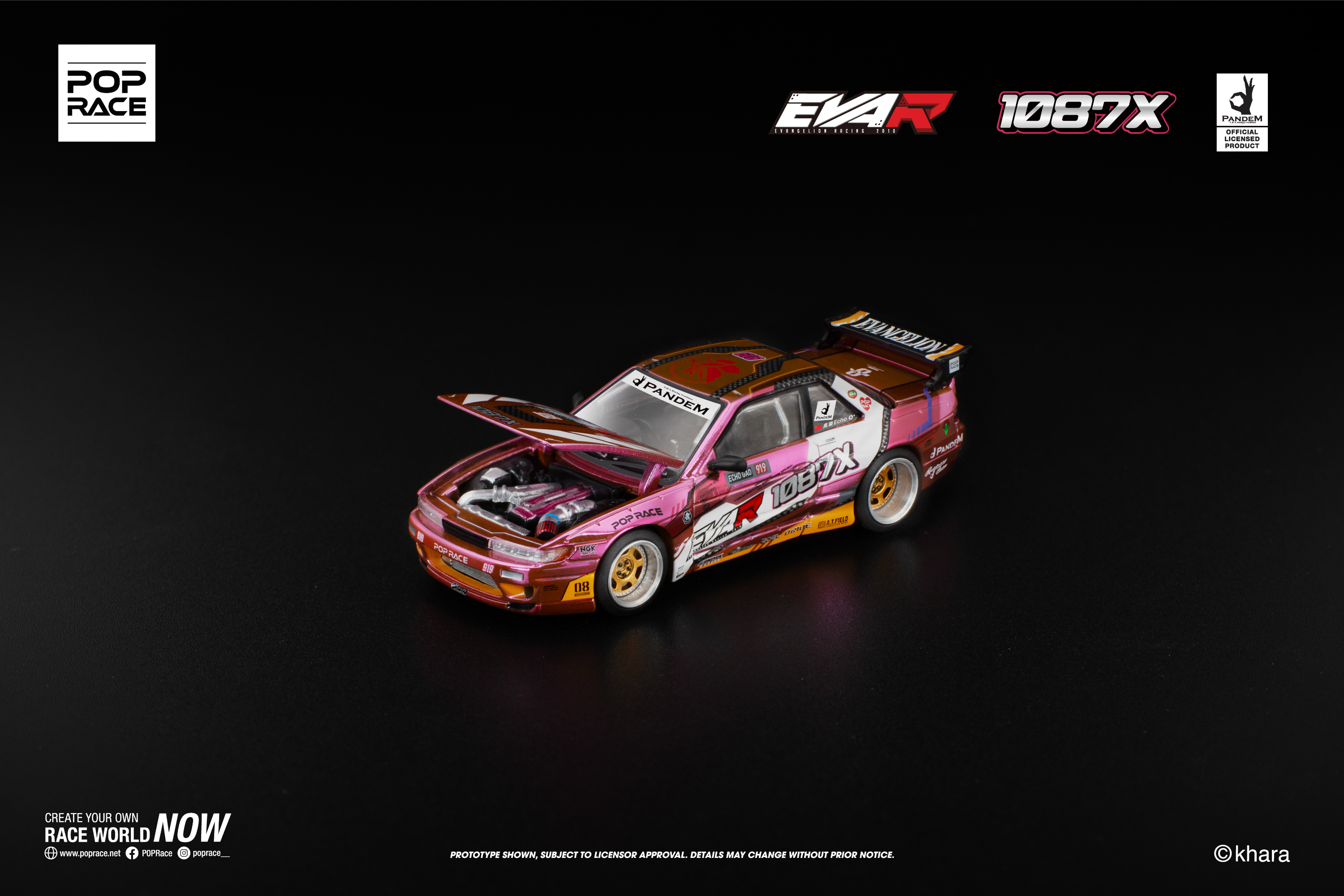 [POP RACE] 1:64 Pandem S13 Eva RT Production Model Custom Type-08 Eva Racing X 1087X