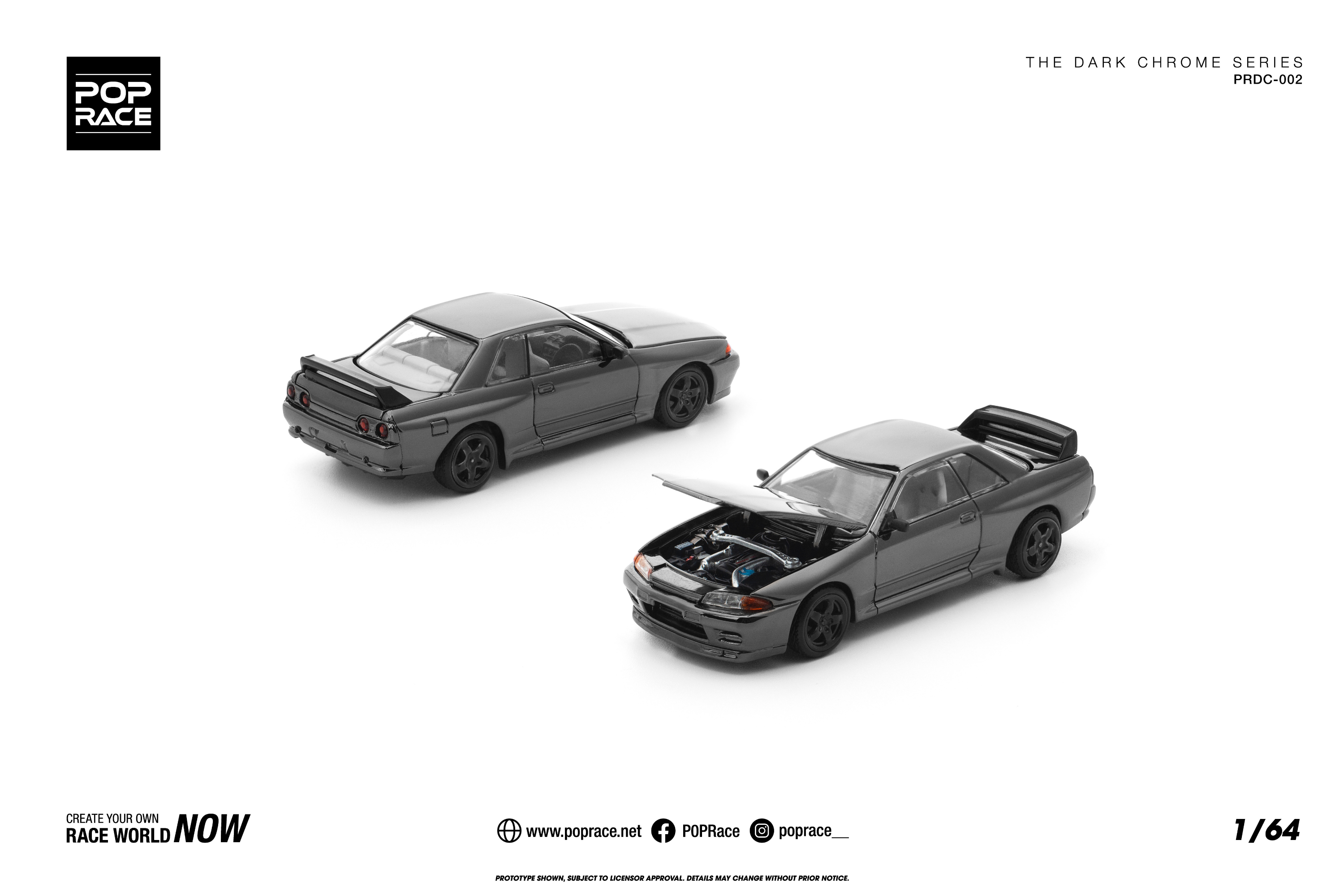 [POP RACE] 1:64 R32 GT-R Dark Chrome