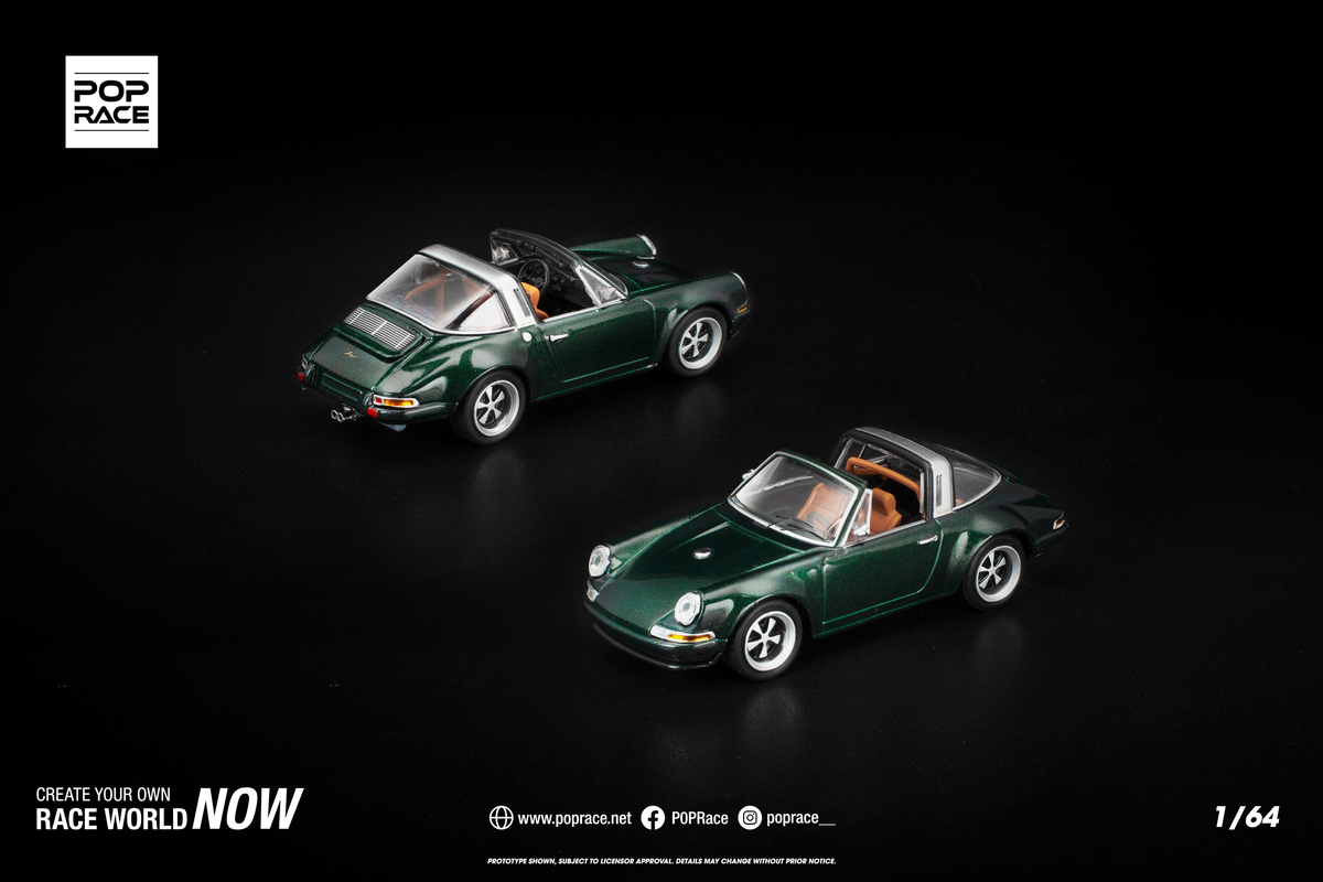 [POP RACE] 1:64 Singer Targa Green - Toy Space Diecast Online Store Singapore