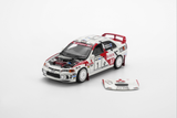 [MOTORHELIX] 1:64 Mitsubishi Lancer Evolution IV GSR 1997 Finland Rally Winner With Magnetic Engine Cover