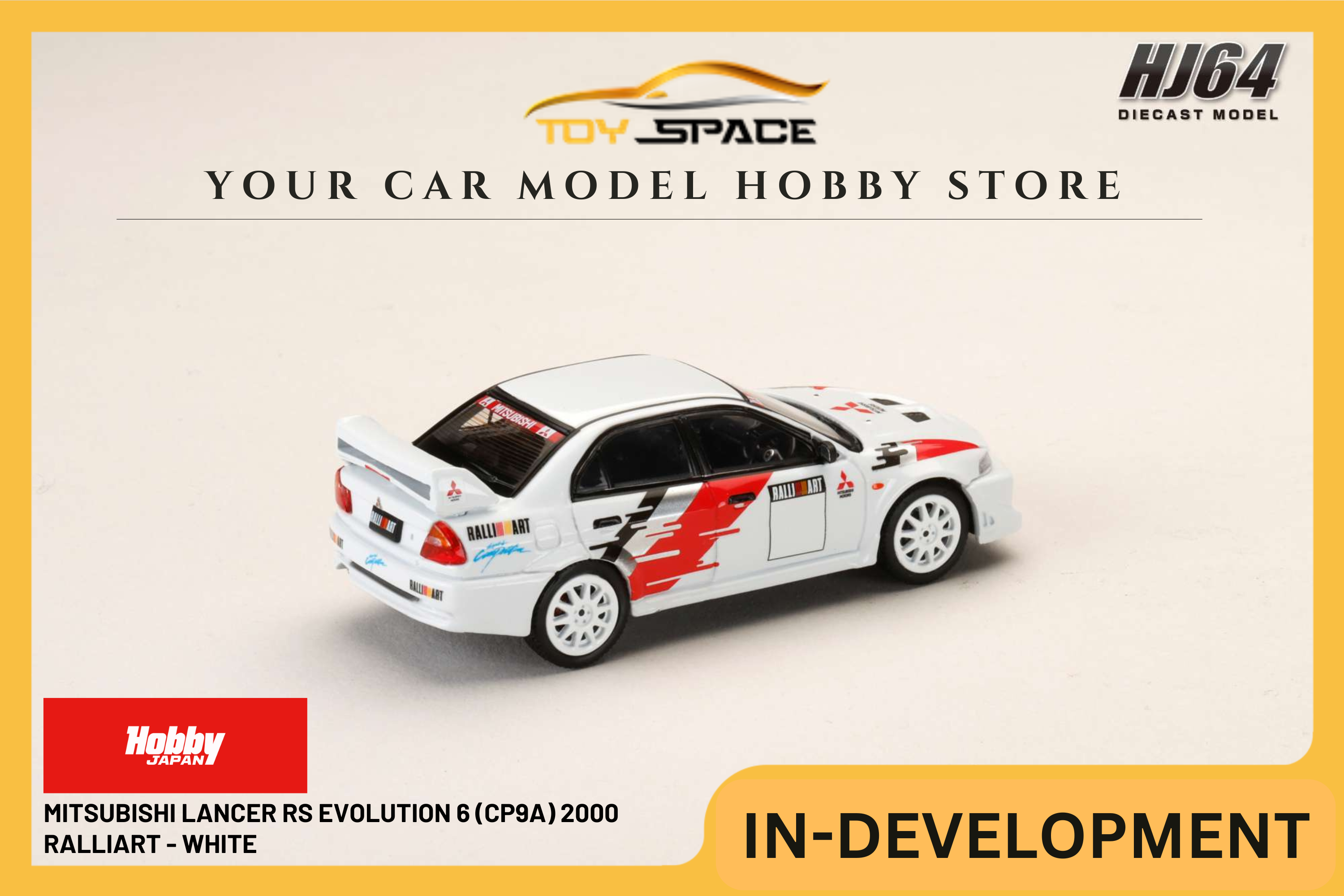 [HOBBY JAPAN] 1:64 Mitsubishi Lancer RS Evolution 6 (CP9A) 2000 Ralliart - White