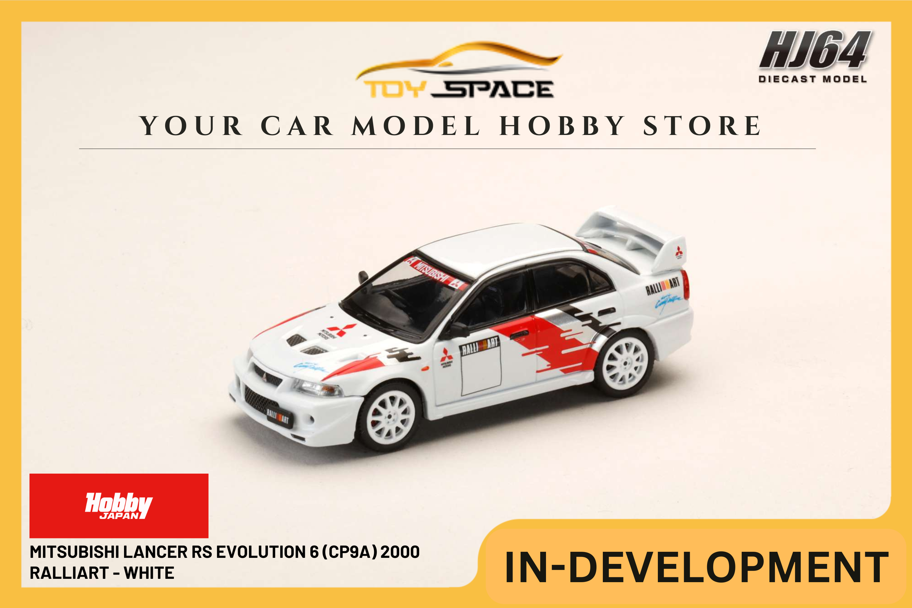 [HOBBY JAPAN] 1:64 Mitsubishi Lancer RS Evolution 6 (CP9A) 2000 Ralliart - White