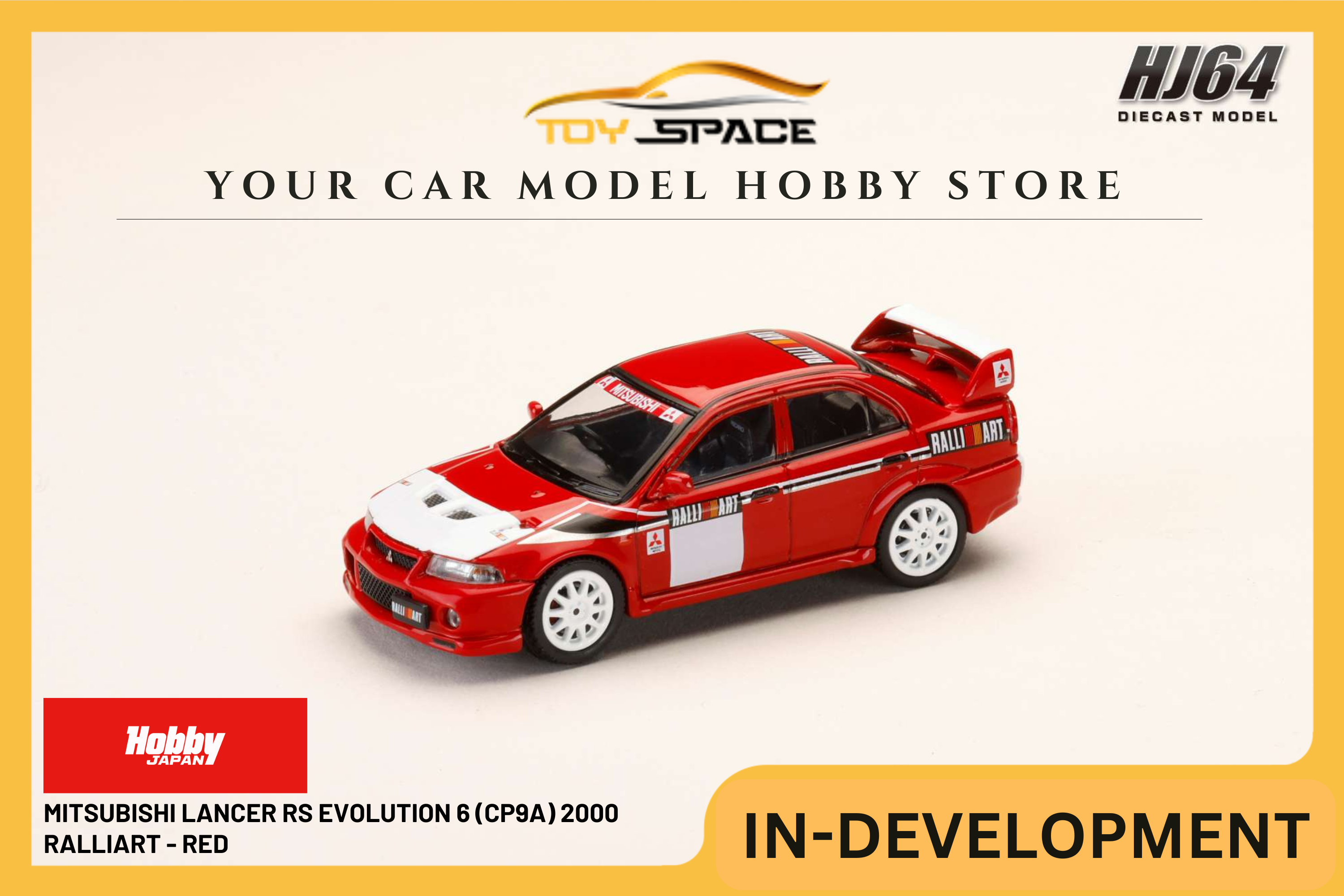 [HOBBY JAPAN] 1:64 Mitsubishi Lancer RS Evolution 6 (CP9A) 2000 Ralliart - Red