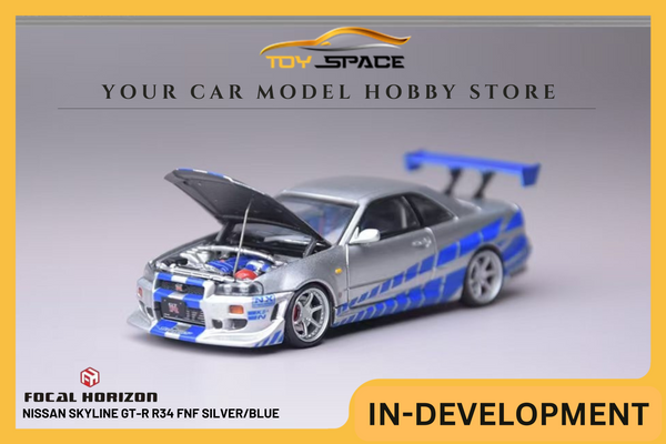 [FOCAL HORIZON] 1:64 Nissan Skyline GT-R R34 FNF Silver/Blue
