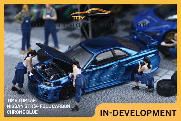 [TIME TOP] 1:64 Nissan GTR34 Full Carbon Chrome Blue