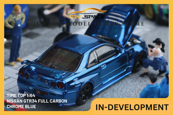 [TIME TOP] 1:64 Nissan GTR34 Full Carbon Chrome Blue