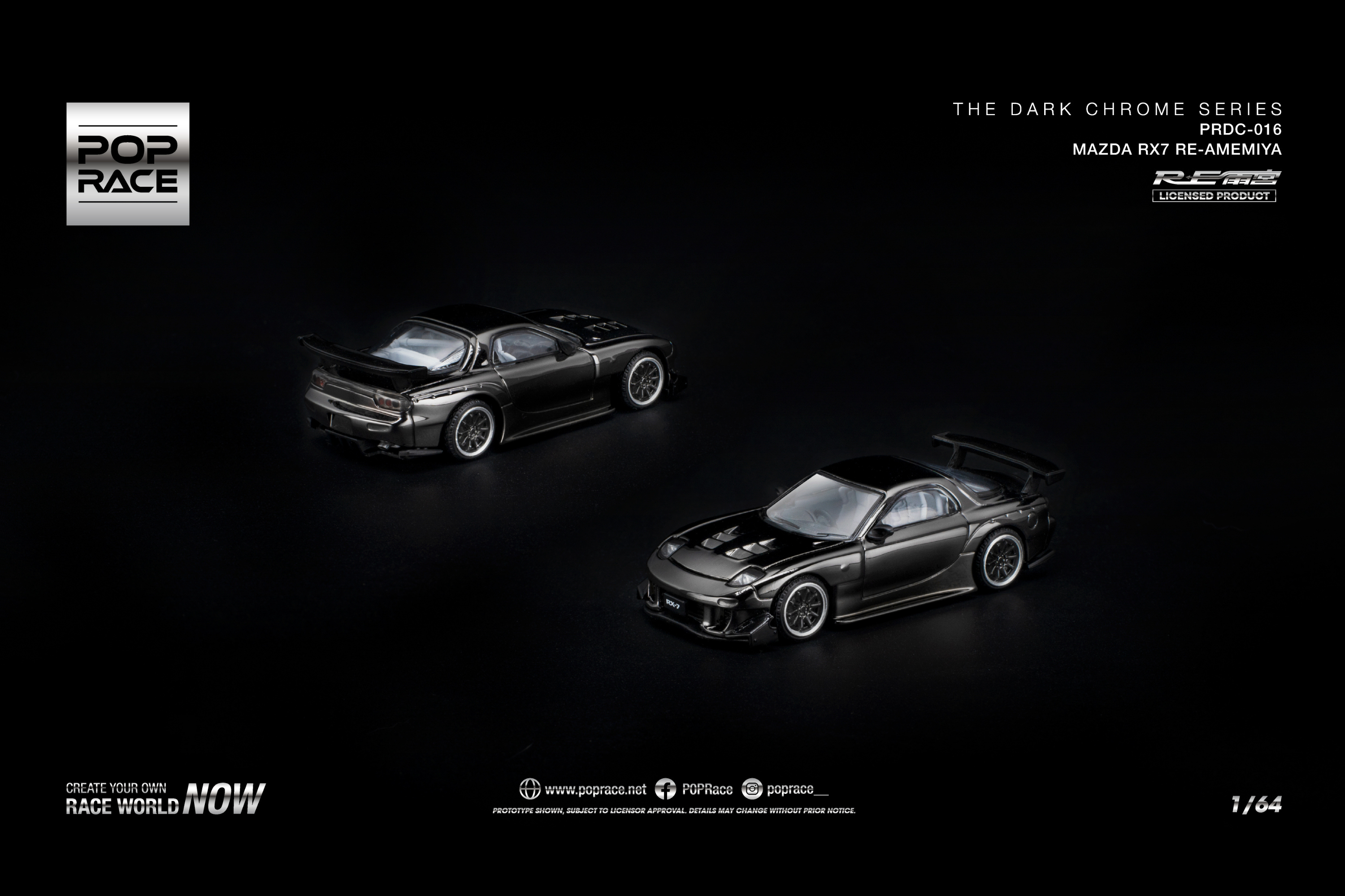[POP RACE] 1:64 Mazda RX-7 Re-Amemiya Dark Chrome