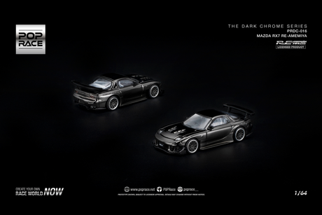 [POP RACE] 1:64 Mazda RX-7 Re-Amemiya Dark Chrome - Toy Space Diecast Online Store Singapore