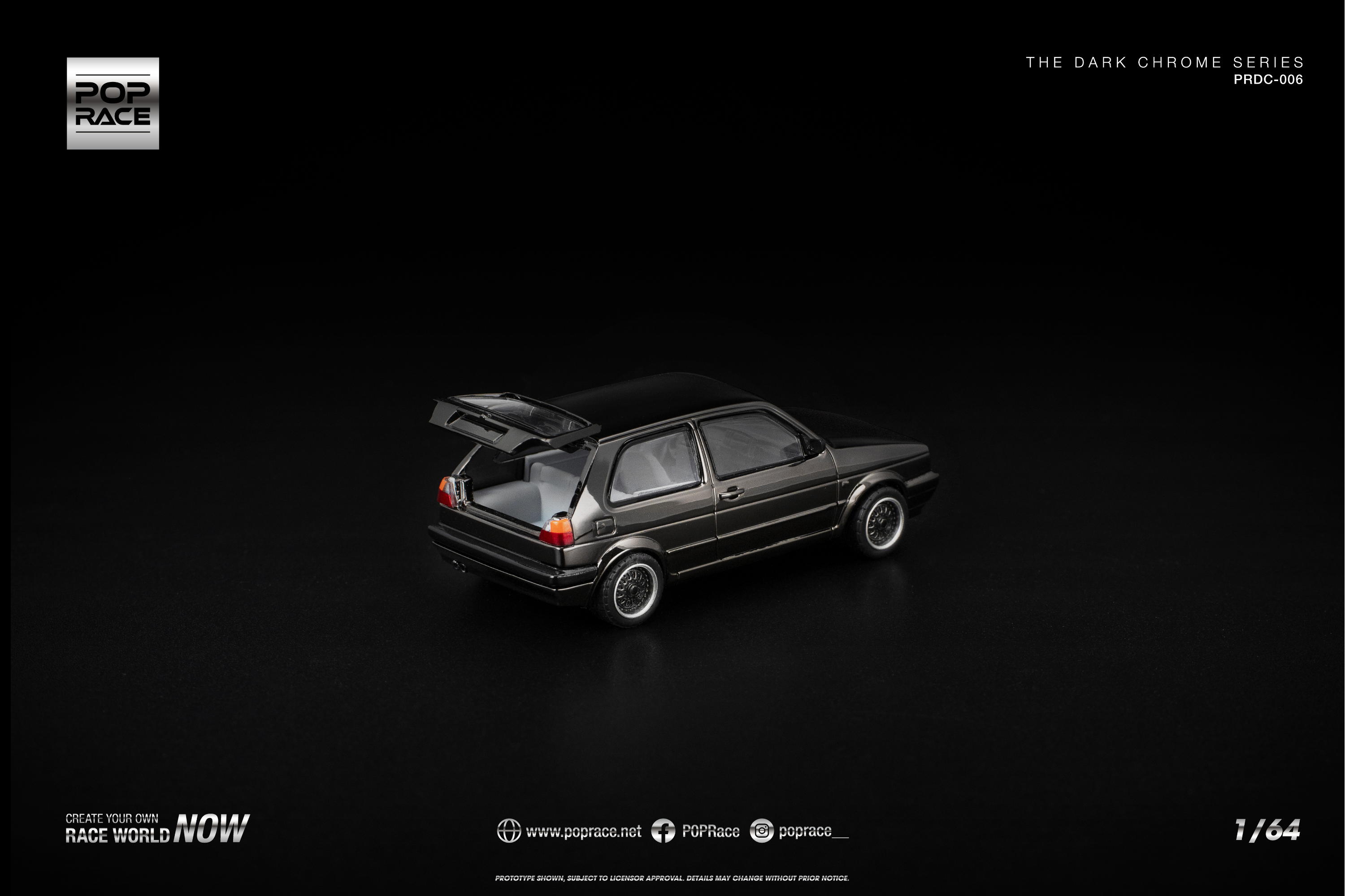 [POP RACE] 1:64 Golf GTI MK2 Dark Chrome
